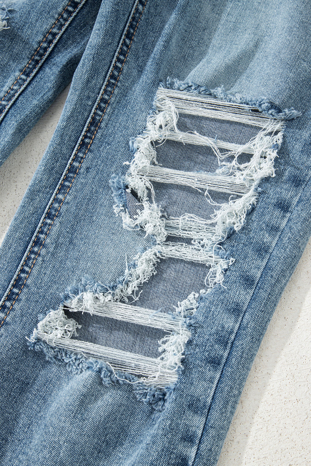 Myosotis Raw Hem Ripped Knee Fit Flare Jeans Women UK 4-16