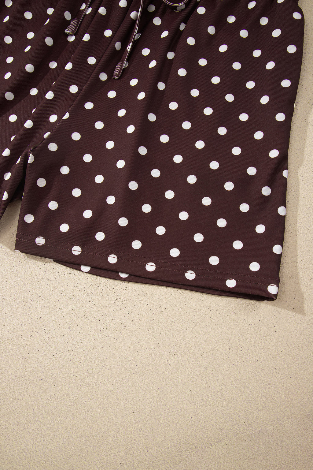 Polka Dot Halter Co-ord Short Set Drawstring Elastic Waist | Brown & Pink