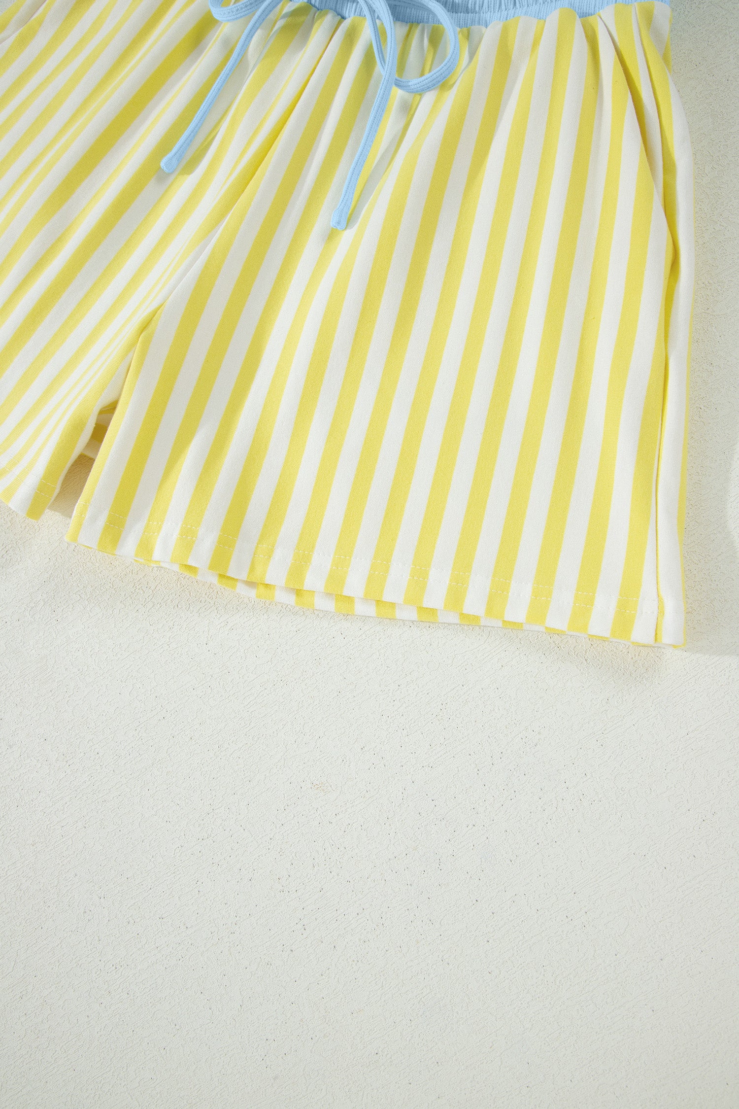 LivelyLooks Women's Stripe V-Neck Tee & Drawstring Shorts Set Contrast Trim S-XL women's fashion