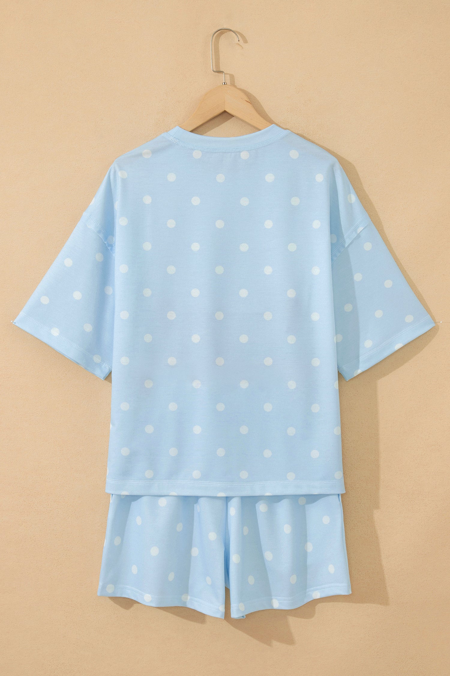 LivelyLooks White Polka Dot Exposed Seam Loose Tee & Drawstring Shorts Set S-XL women's fashion