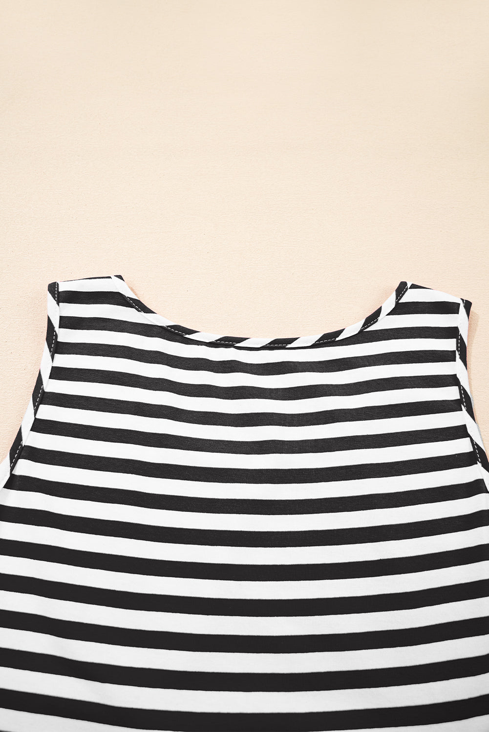 Women's Stripe U-Neck Sleeveless Loose Fit Mini Dress Pink Black Blue S-XL at LivelyLooks