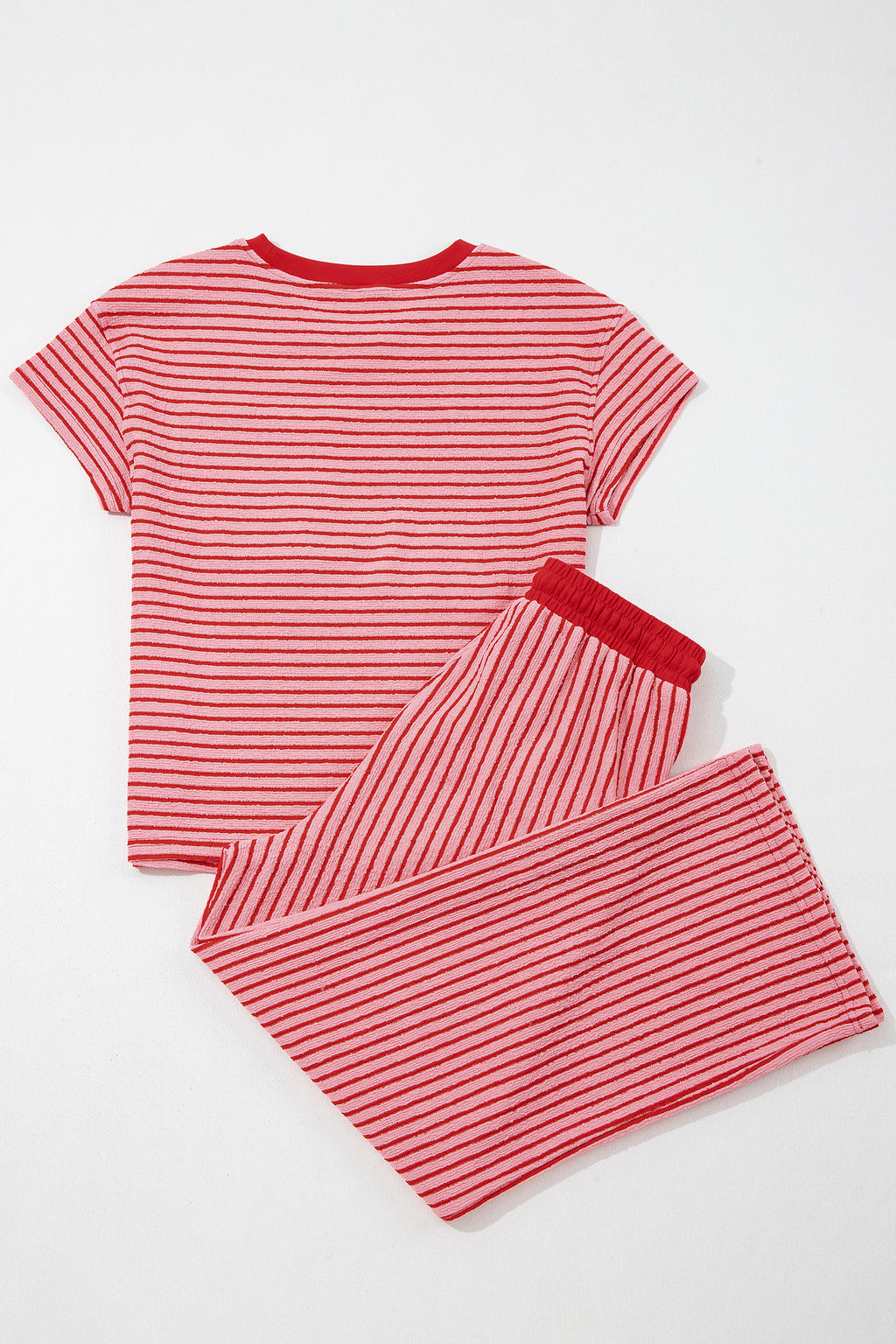 Stripe Crew Neck Tee & Drawstring Cropped Trousers Set | 4 Colours | Sizes 8-22
