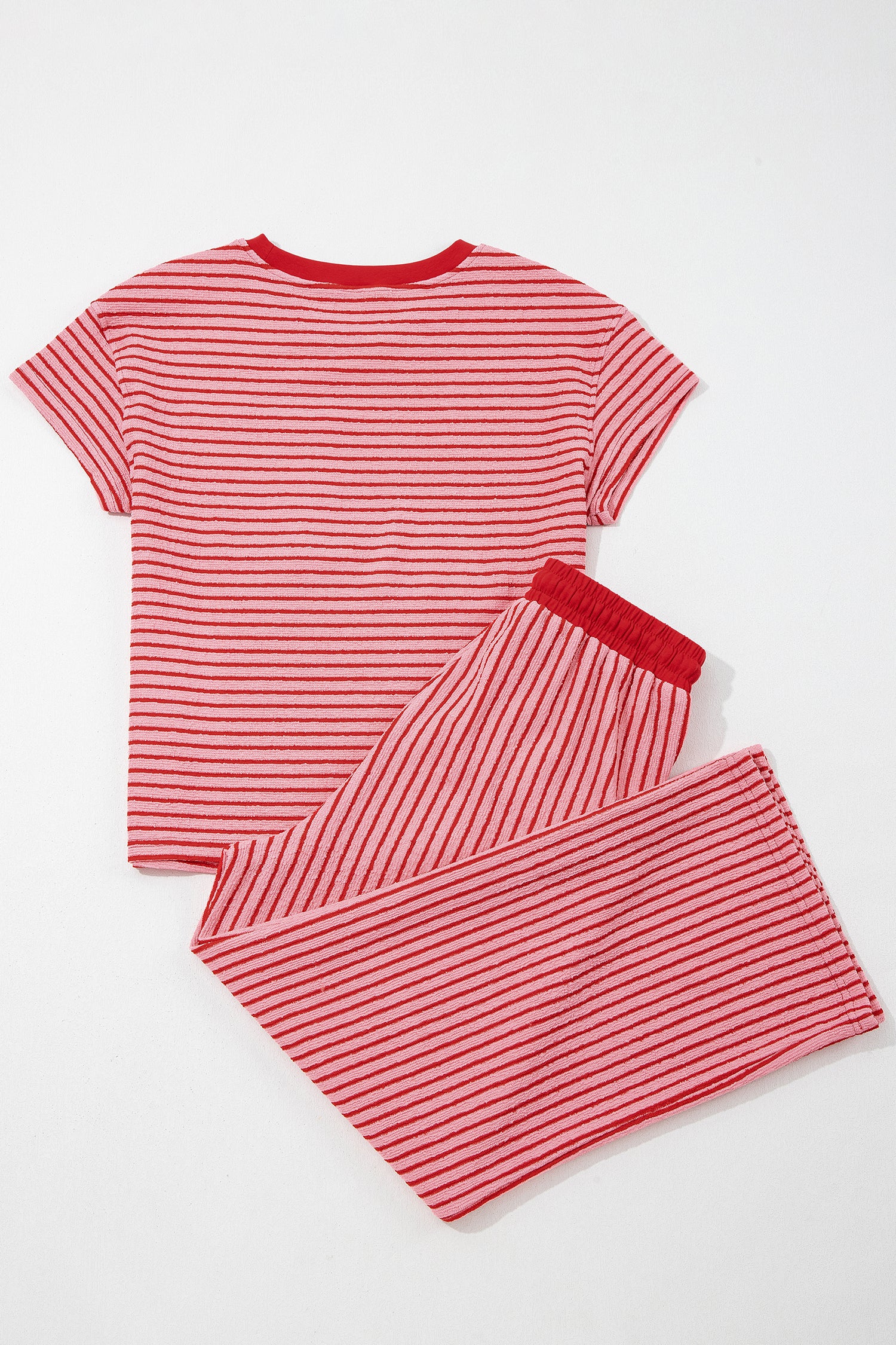 Stripe Crew Neck Tee & Drawstring Cropped Trousers Set | 4 Colours | Sizes 8-22