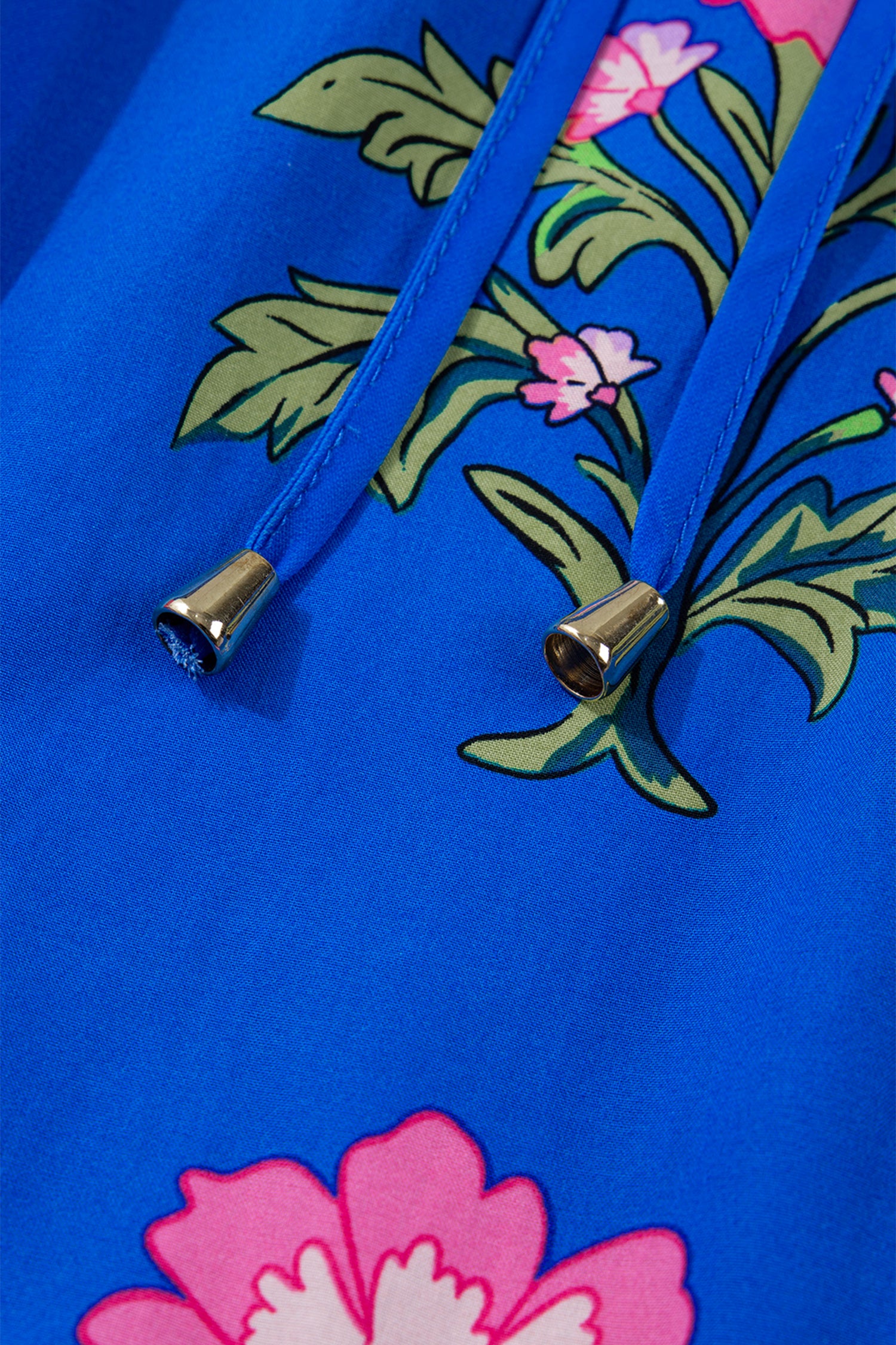 Blue V Neck Short Sleeve Loose Floral Maxi Dress S-XL