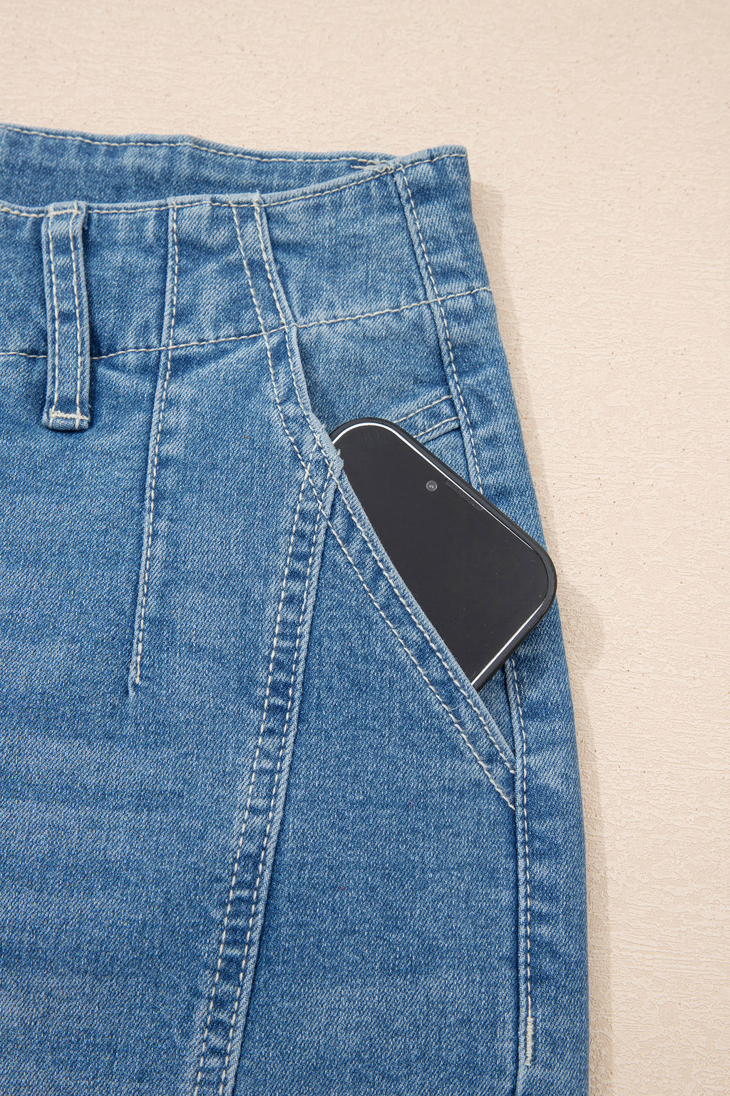 Women's Blue Medium Wash Cuffed Barrel Leg Jeans Mid-Rise Denim UK 4-16 at LivelyLooks
