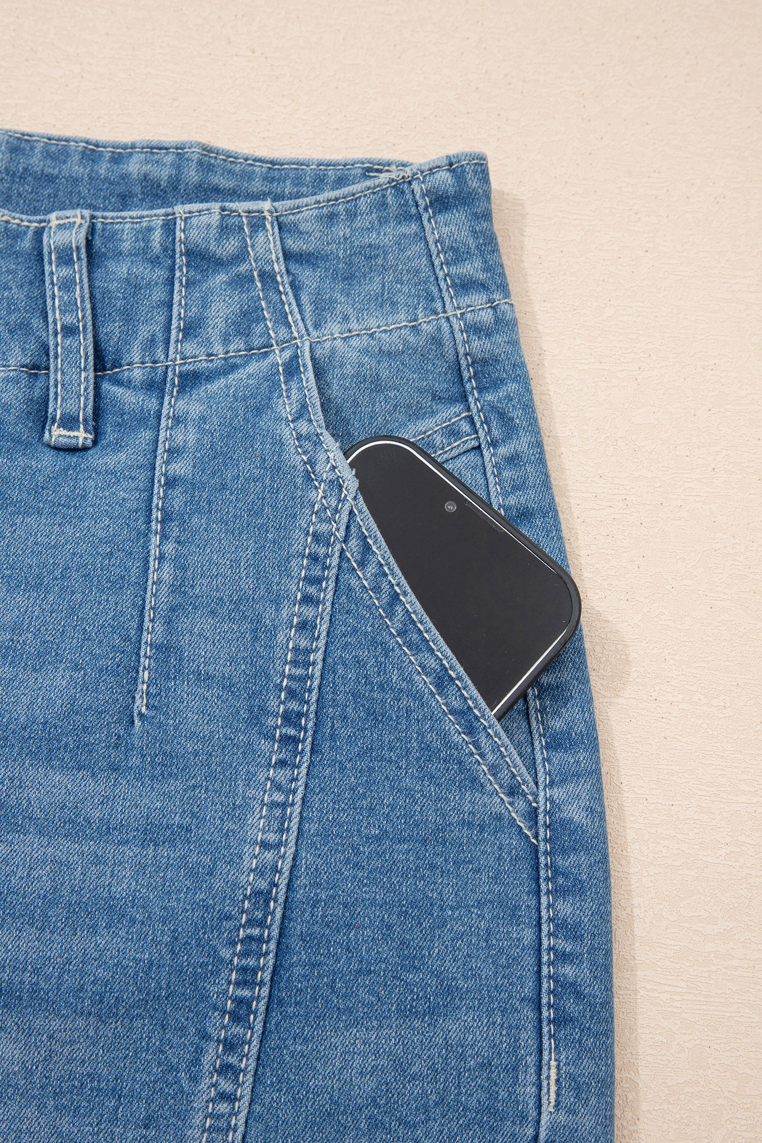 Women's Blue Medium Wash Cuffed Barrel Leg Jeans Mid-Rise Denim UK 4-16 at LivelyLooks