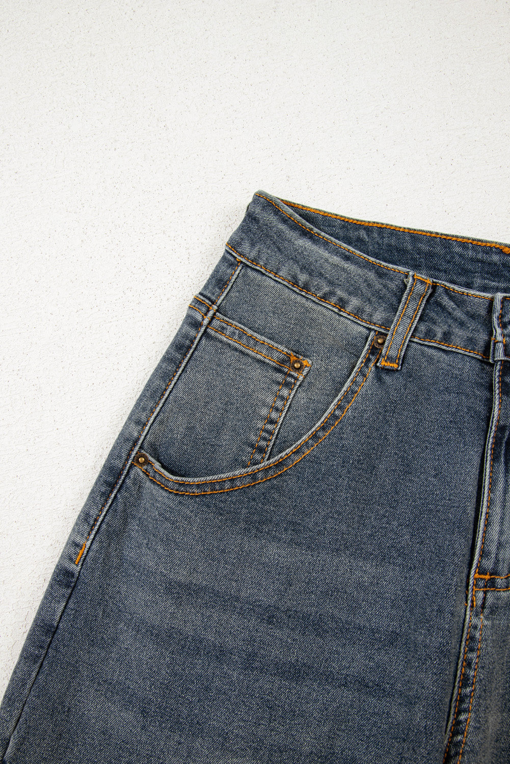 Shop Sail Blue Exposed Stitching Loose Straight High Waist Barrel Jeans at LivelyLooks