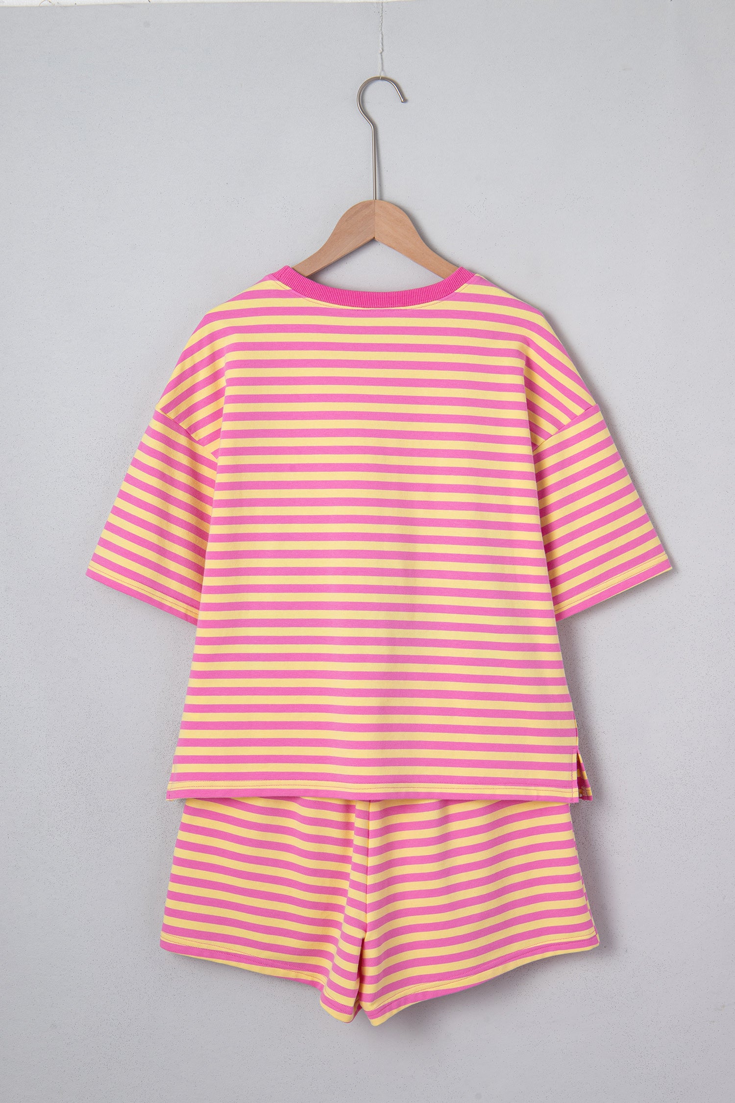Shop Stripe Drop Shoulder Terry Short Set | Casual Co-ord S-XL at LivelyLooks
