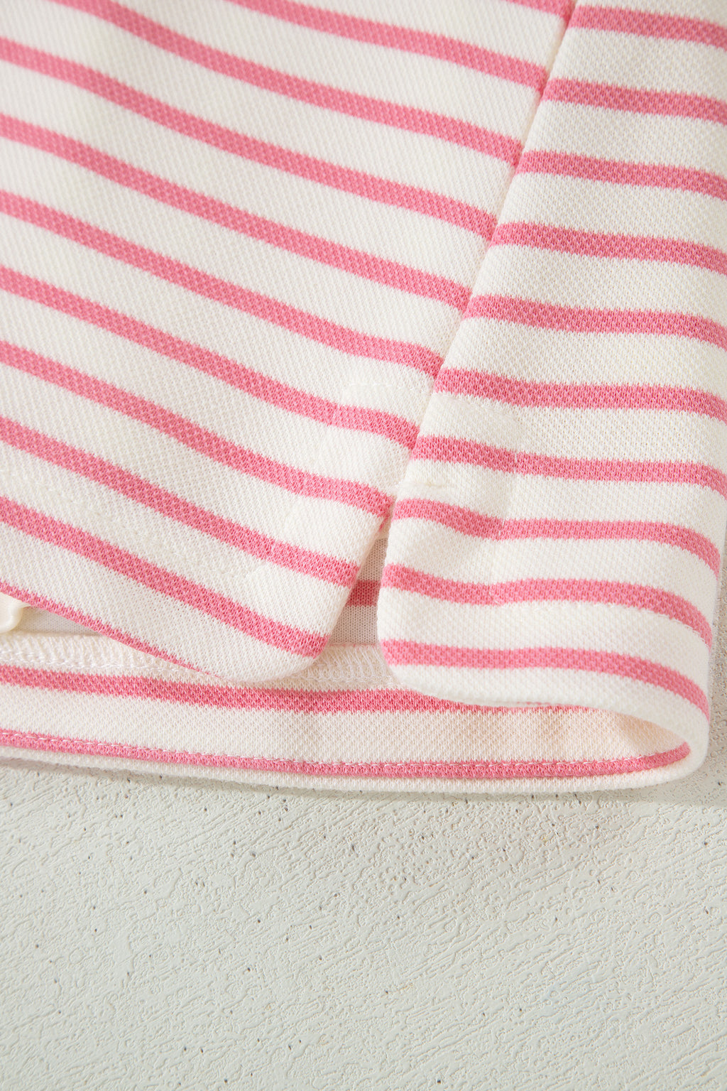 Striped Polo Tee & Drawstring Skort Set – Pink