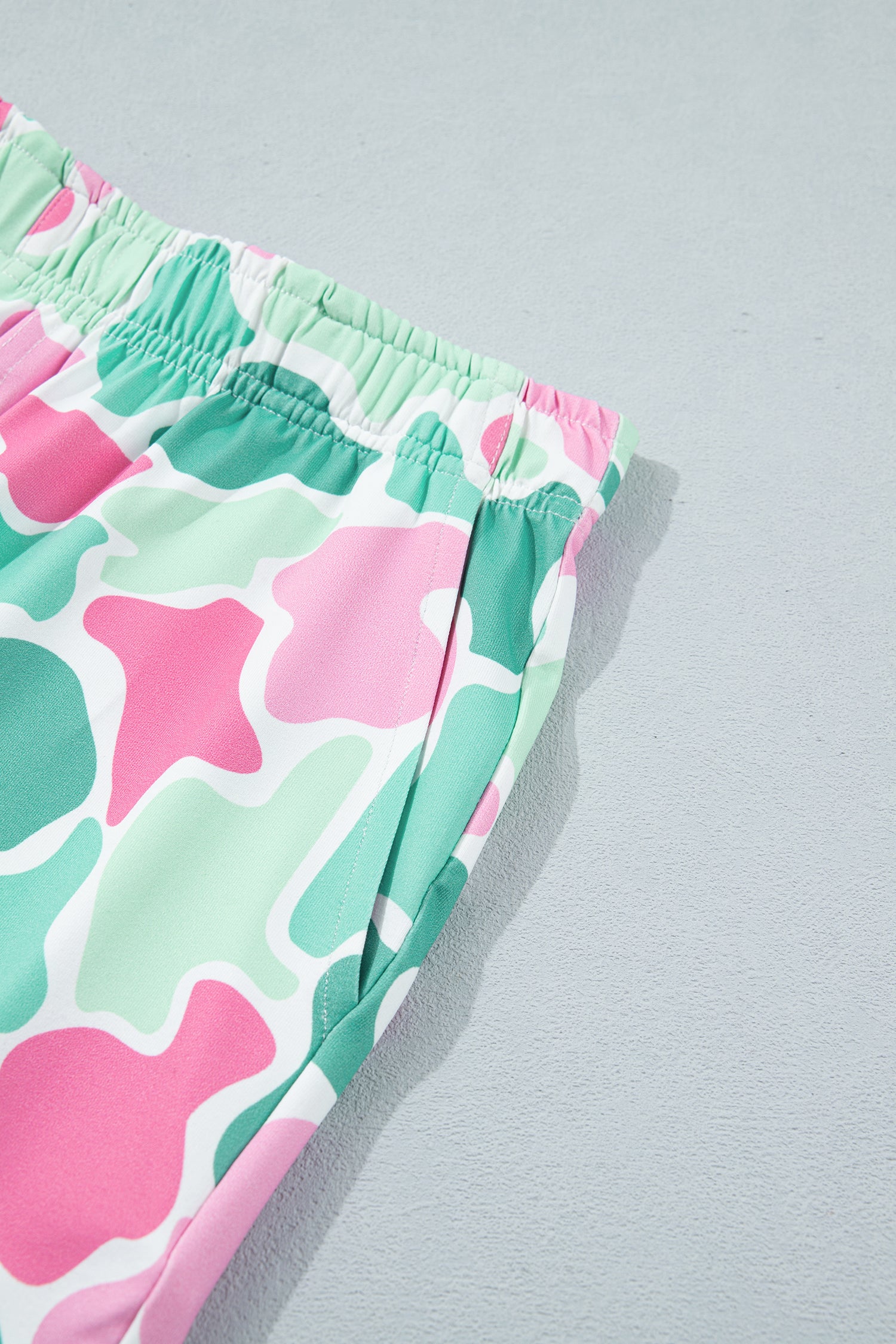 Camo Print Cropped Tank High-Rise Shorts Athleisure Set Green Multicolour S-XL