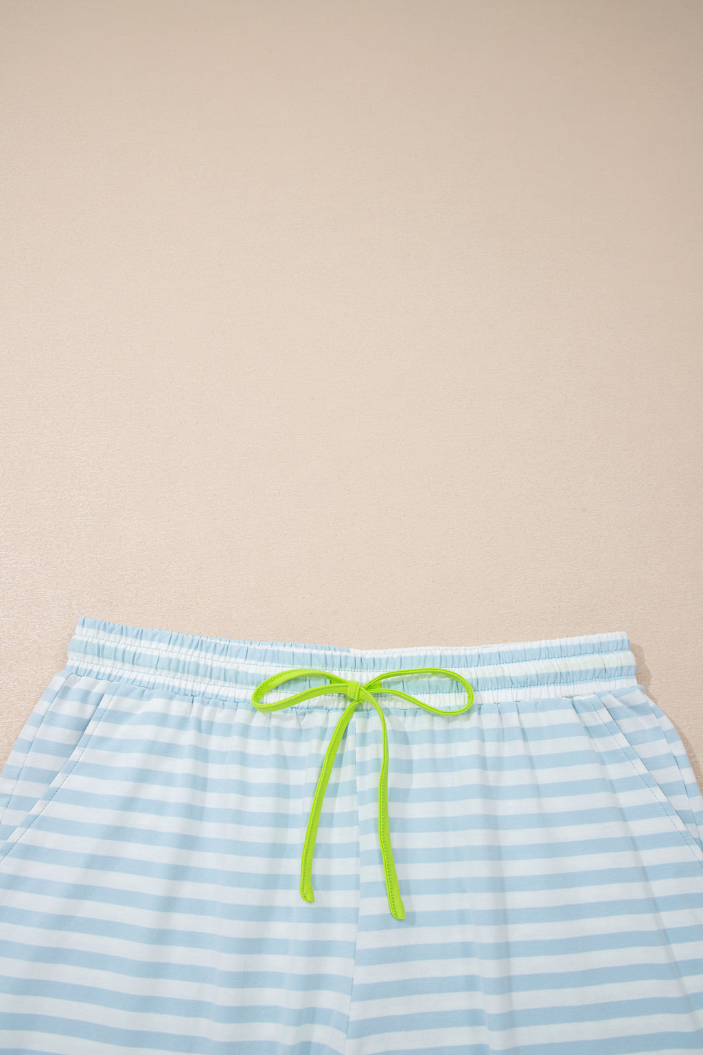 LivelyLooks Stripe Contrast Neck Tee & Drawstring Shorts Co-ord Set S-XL women's fashion