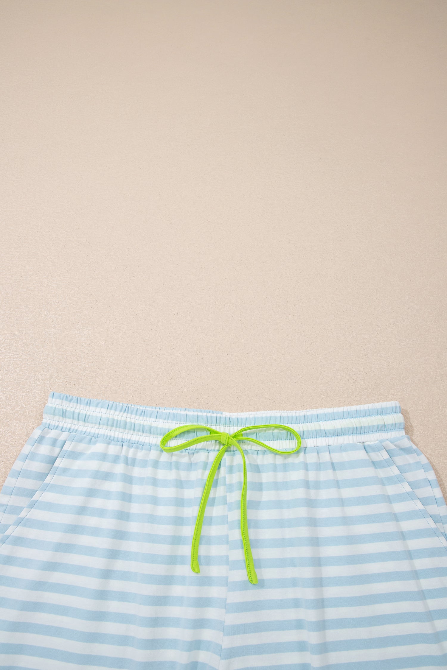 LivelyLooks Stripe Contrast Neck Tee & Drawstring Shorts Co-ord Set S-XL women's fashion