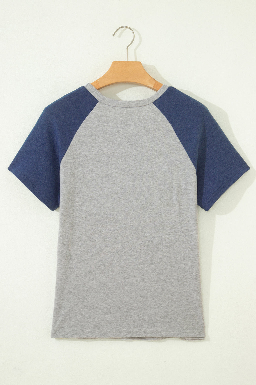 Shop Dark Blue Floral Patchwork Colorblock Raglan Sleeve T Shirt at LivelyLooks