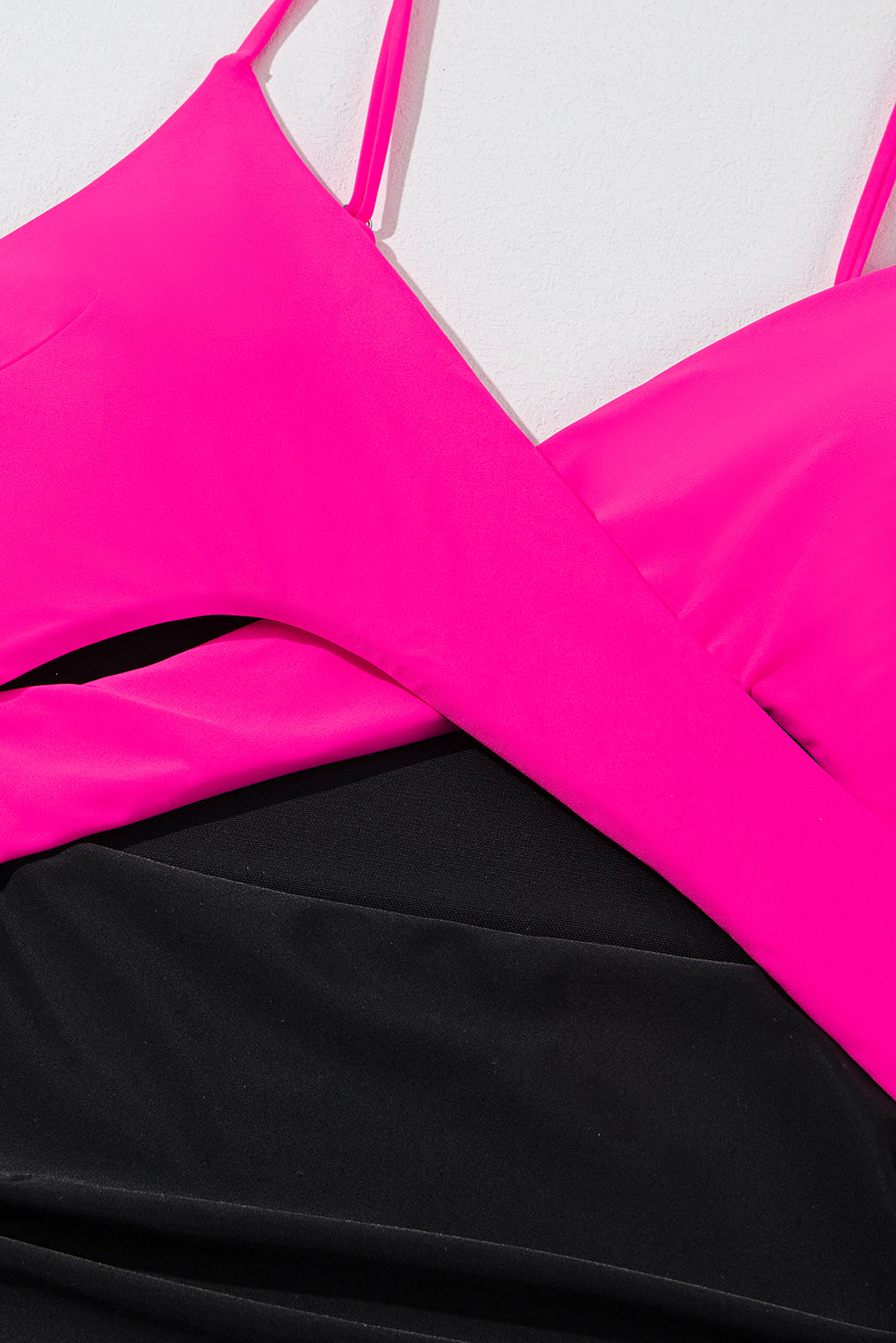 Pink Crossover Colour Block Cutout Monokini Swimsuit | UK 8-22