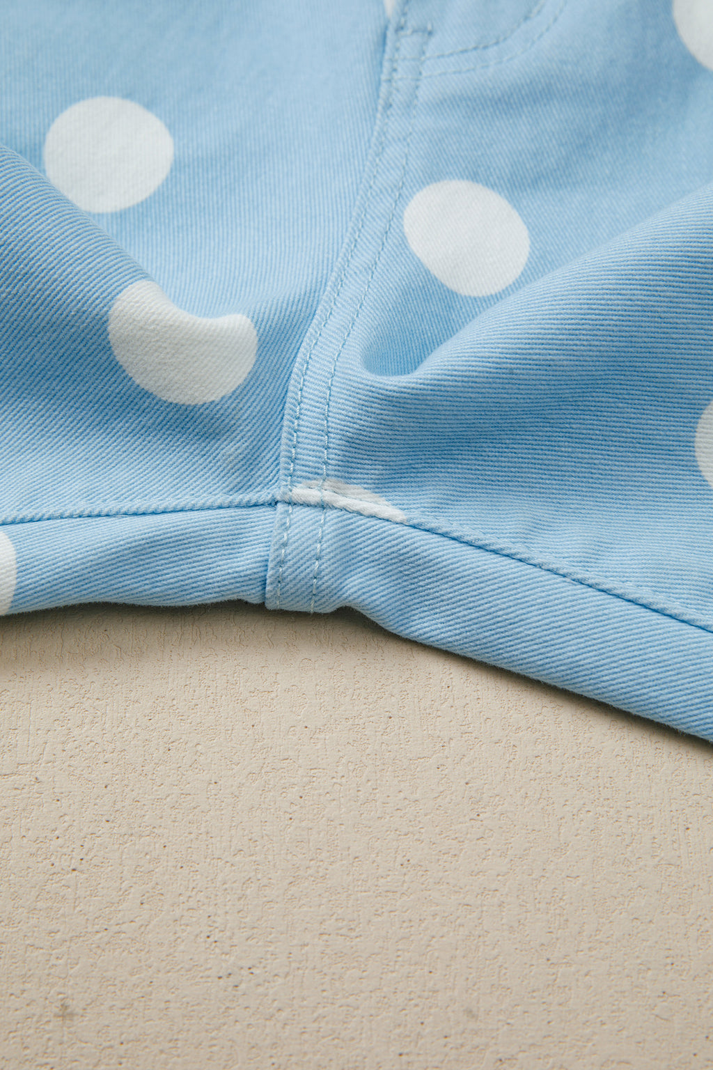 Khaki & Sky Blue Polka Dot Print Raw Hem High-Waist Shift Jeans | Sizes 4–16