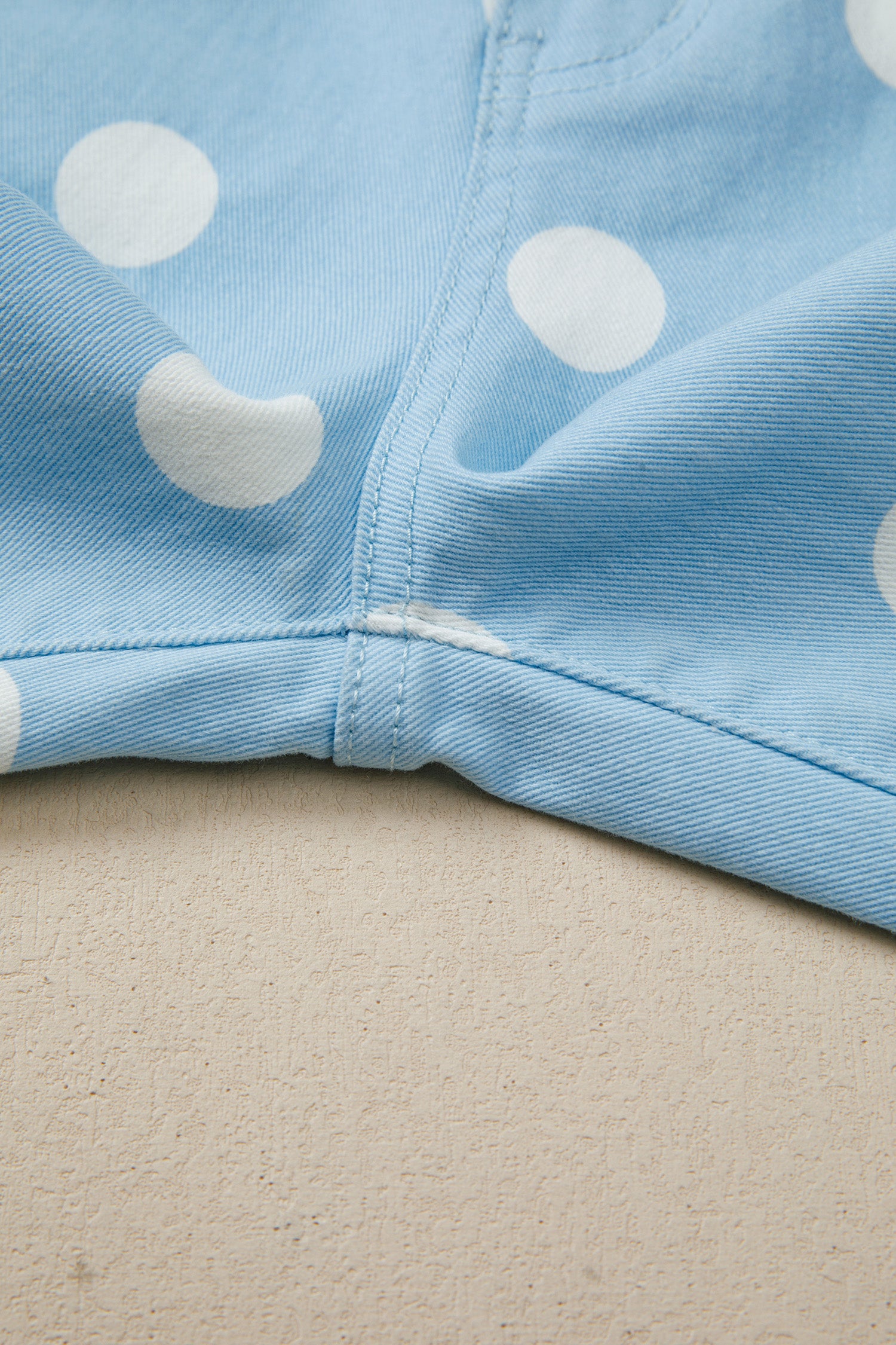Khaki & Sky Blue Polka Dot Print Raw Hem High-Waist Shift Jeans | Sizes 4–16