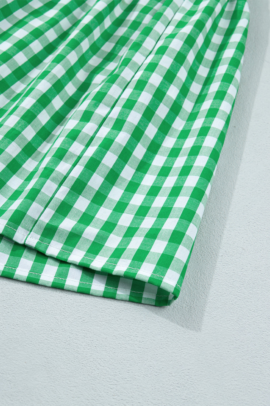 Bright Green Colour Block Plaid Summer Midi Dress S-XL