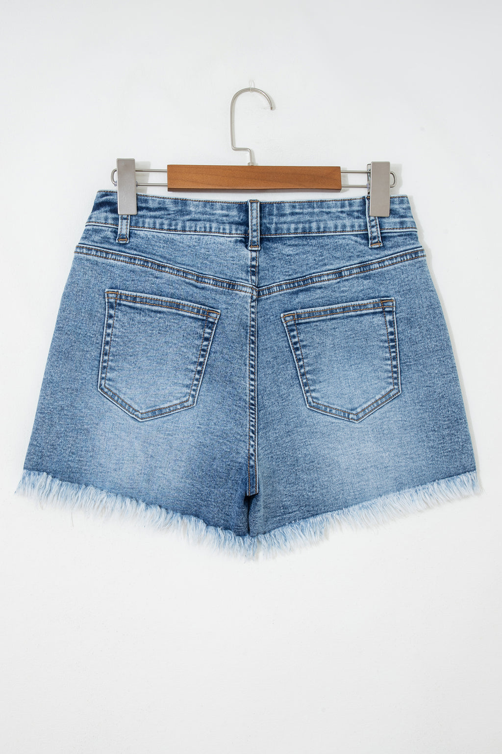 Dusk Blue Western Embroidery Denim Shorts Stud Detail Frayed Hem Women UK 4-16