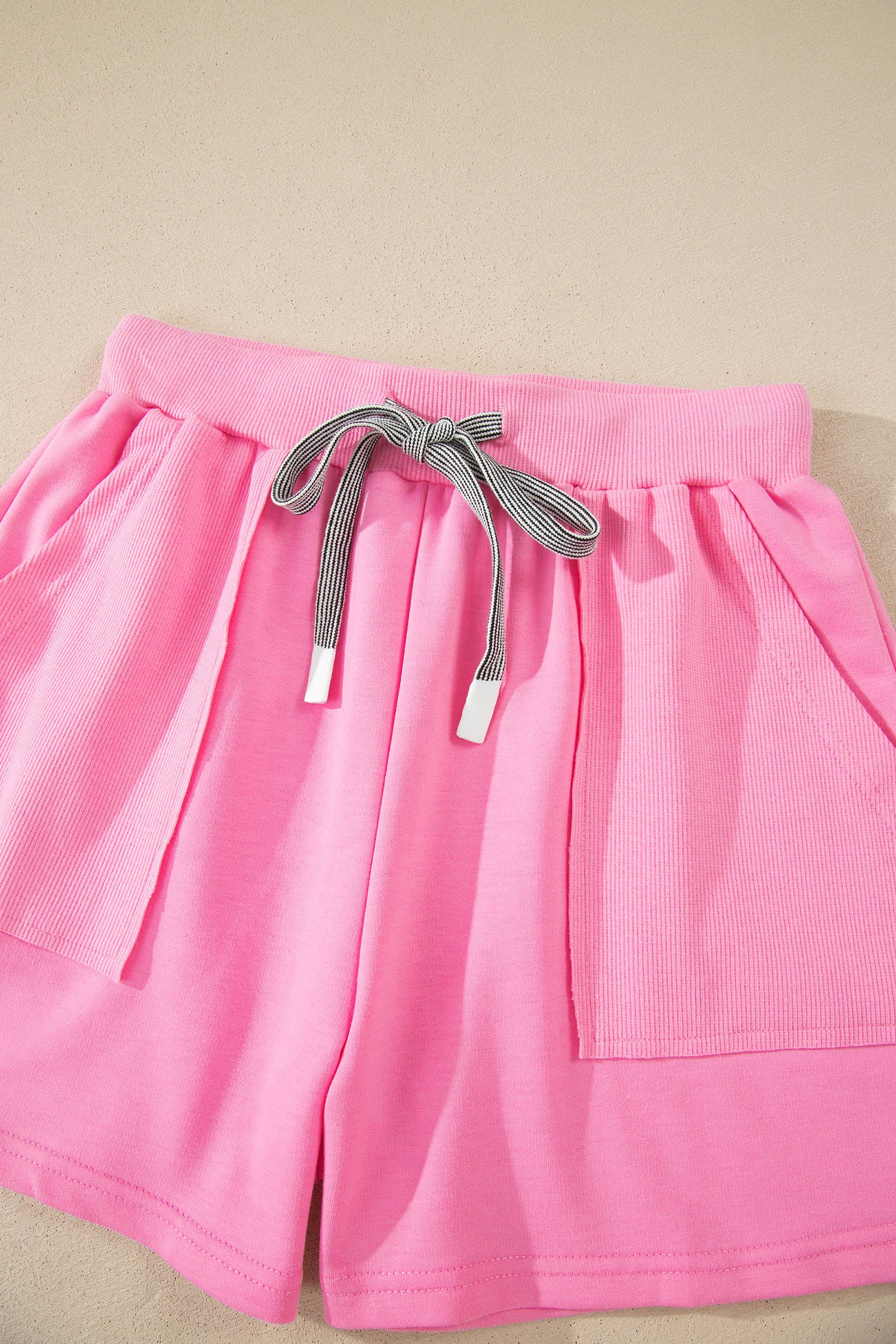 LivelyLooks Women's V-Neck Short Sleeve Top & Drawstring Shorts Set Pink Green S-XL women's fashion