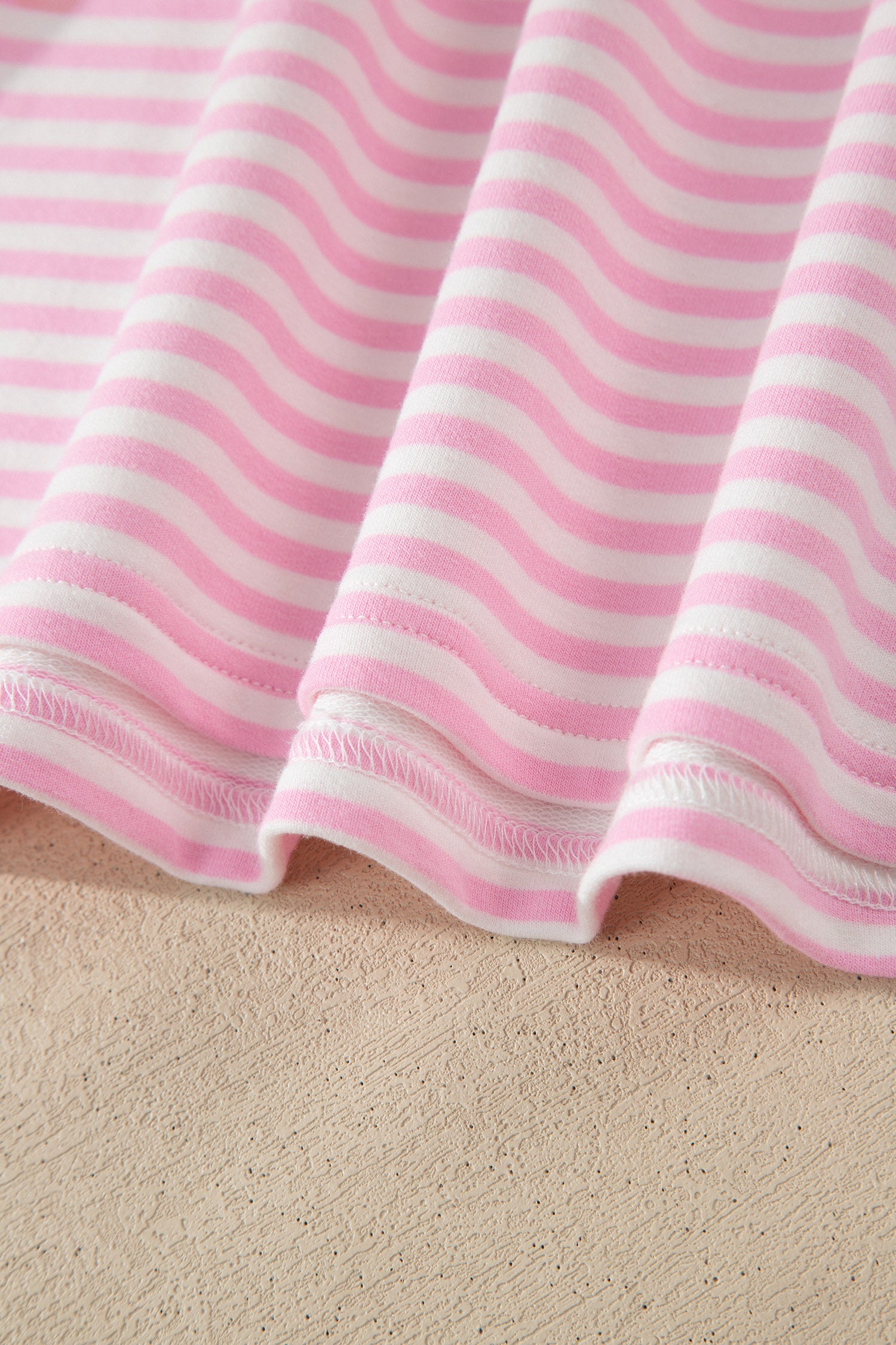 Pink Stripe Cuffed Short Sleeve Contrast Mock Neck Tee Dress S-XL