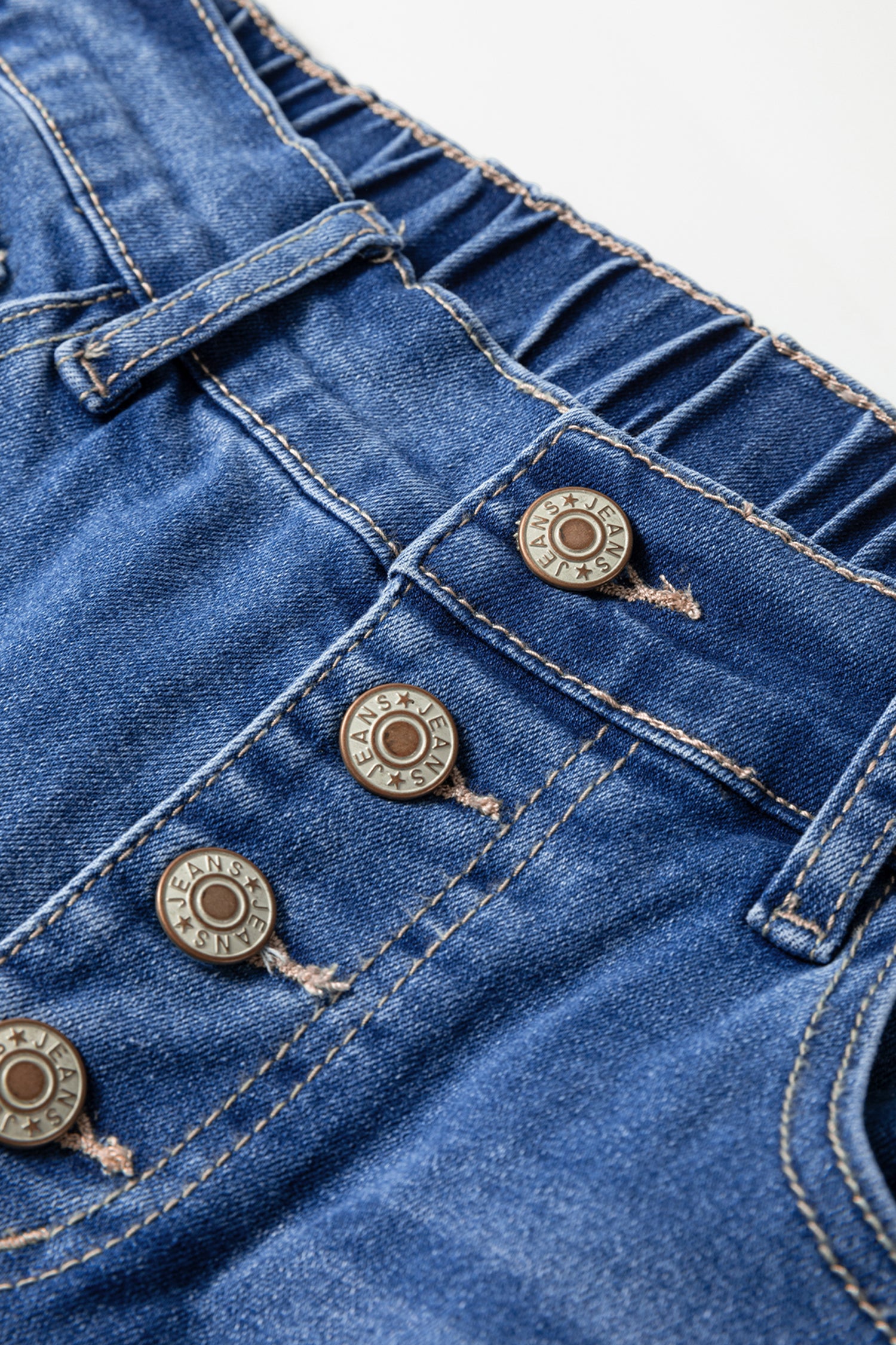 Shop Blue 4-Button Front Tapered Casual Loose Fit Jeans UK 8-20 at LivelyLooks