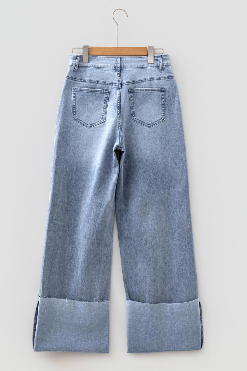 Beau Blue Turn-Up Cuff Loose Wide Leg Jeans | UK Sizes 4-16