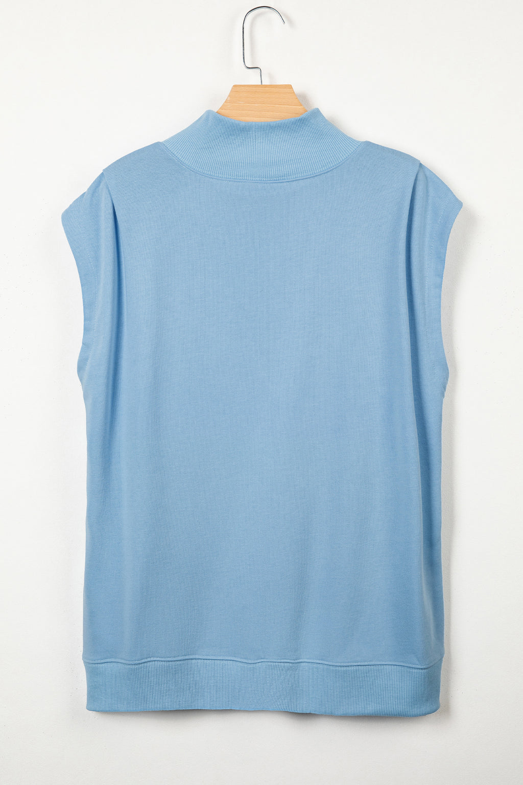 High Neck Cap Sleeve Loose Top White Pink Mint Green Grey Myosotis Orange Black S-XL