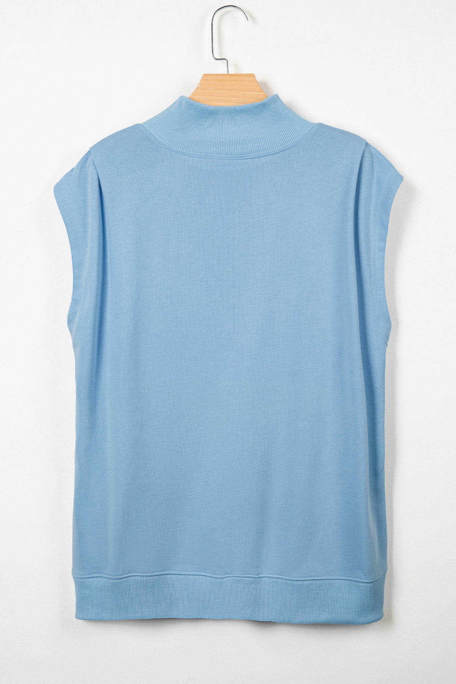 High Neck Cap Sleeve Loose Top White Pink Mint Green Grey Myosotis Orange Black S-XL