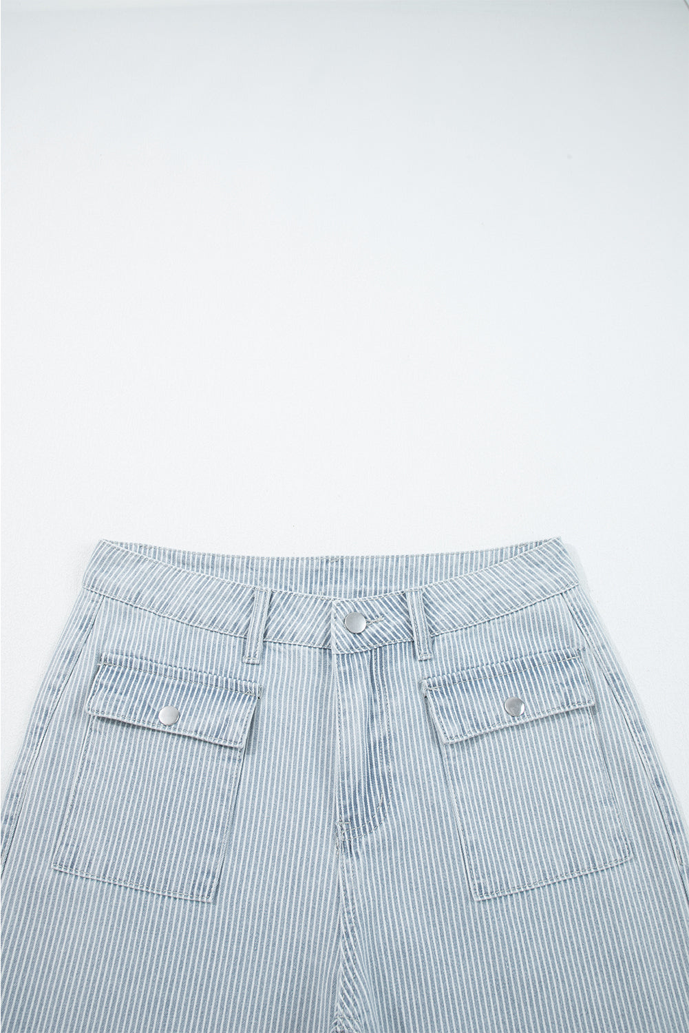 Women's Women's Stripe Wide Leg Jeans Button Flap Pocket Cuffed Hem Sizes 4-16 at LivelyLooks