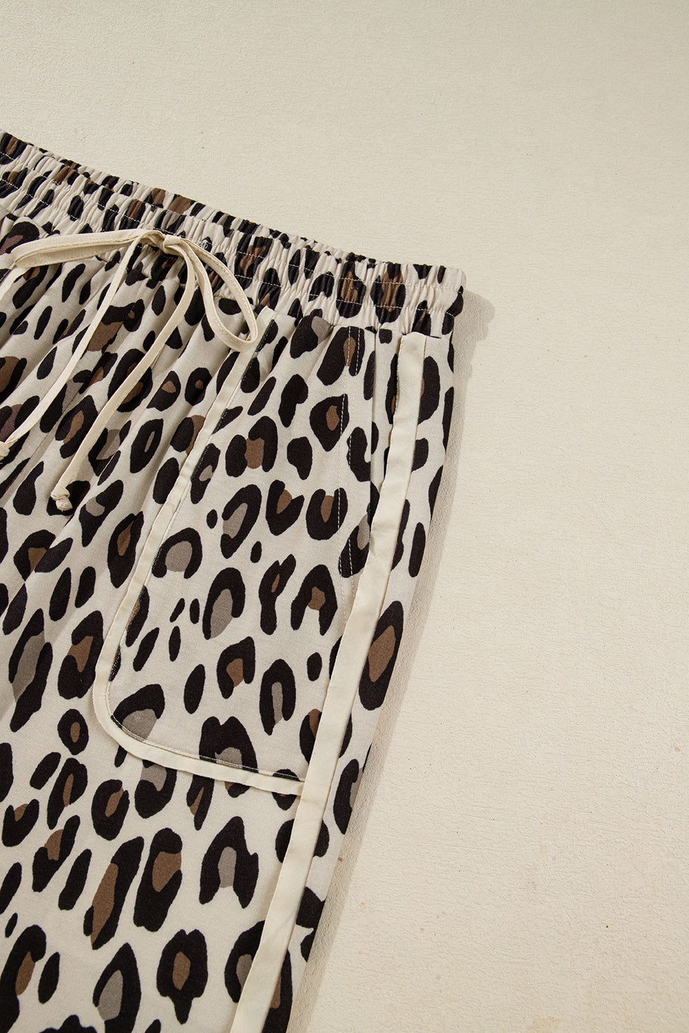 Women's Khaki Leopard Wide Leg Cropped Pants at LivelyLooks