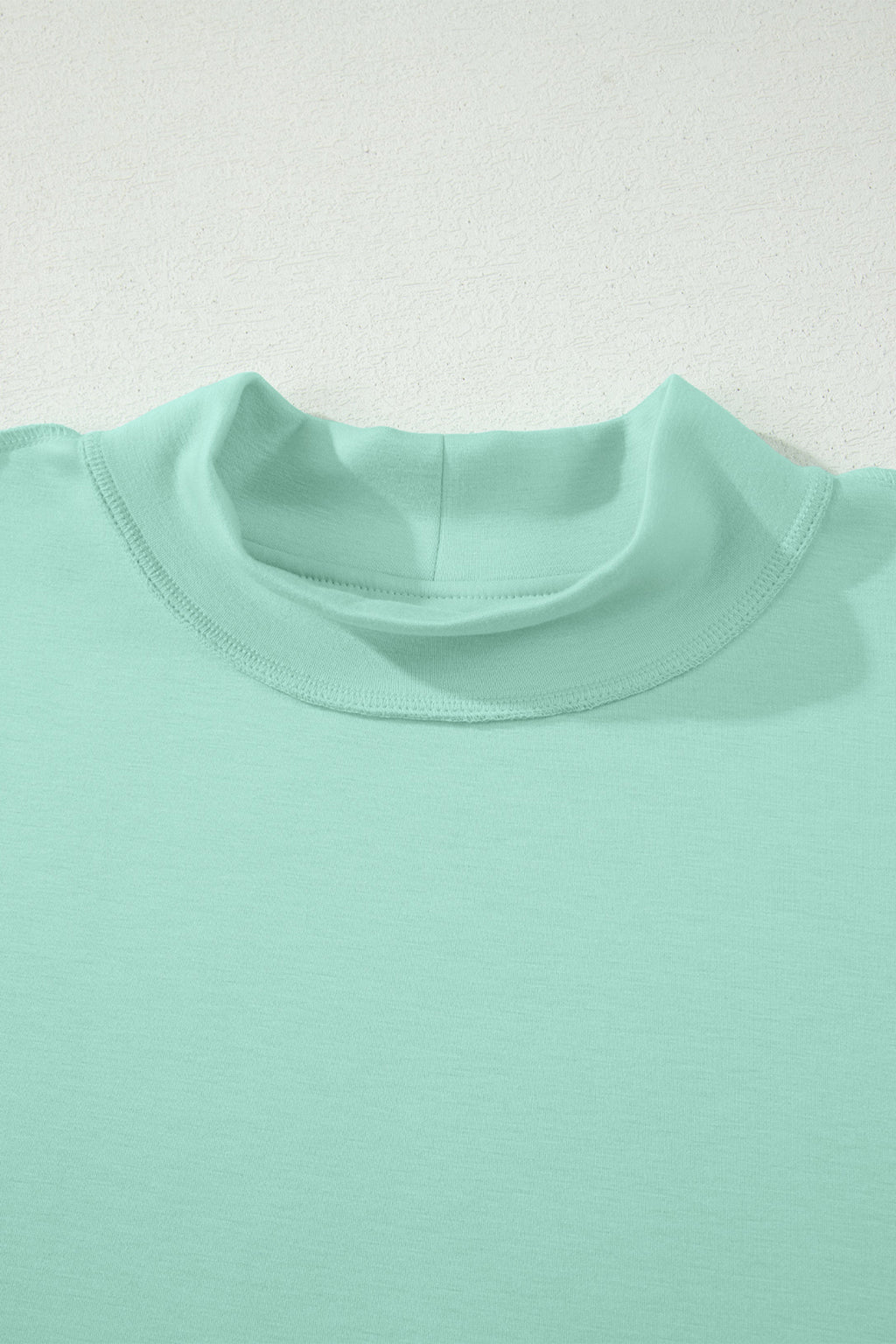 Exposed Seam Mock Neck Oversized Tee & Shorts Set – Mist Blue