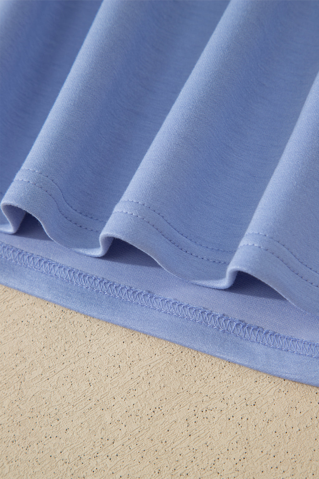 Preppy Striped Trim V-Neck Polo Tee & Drawstring Skirt Set – Sky Blue & Black