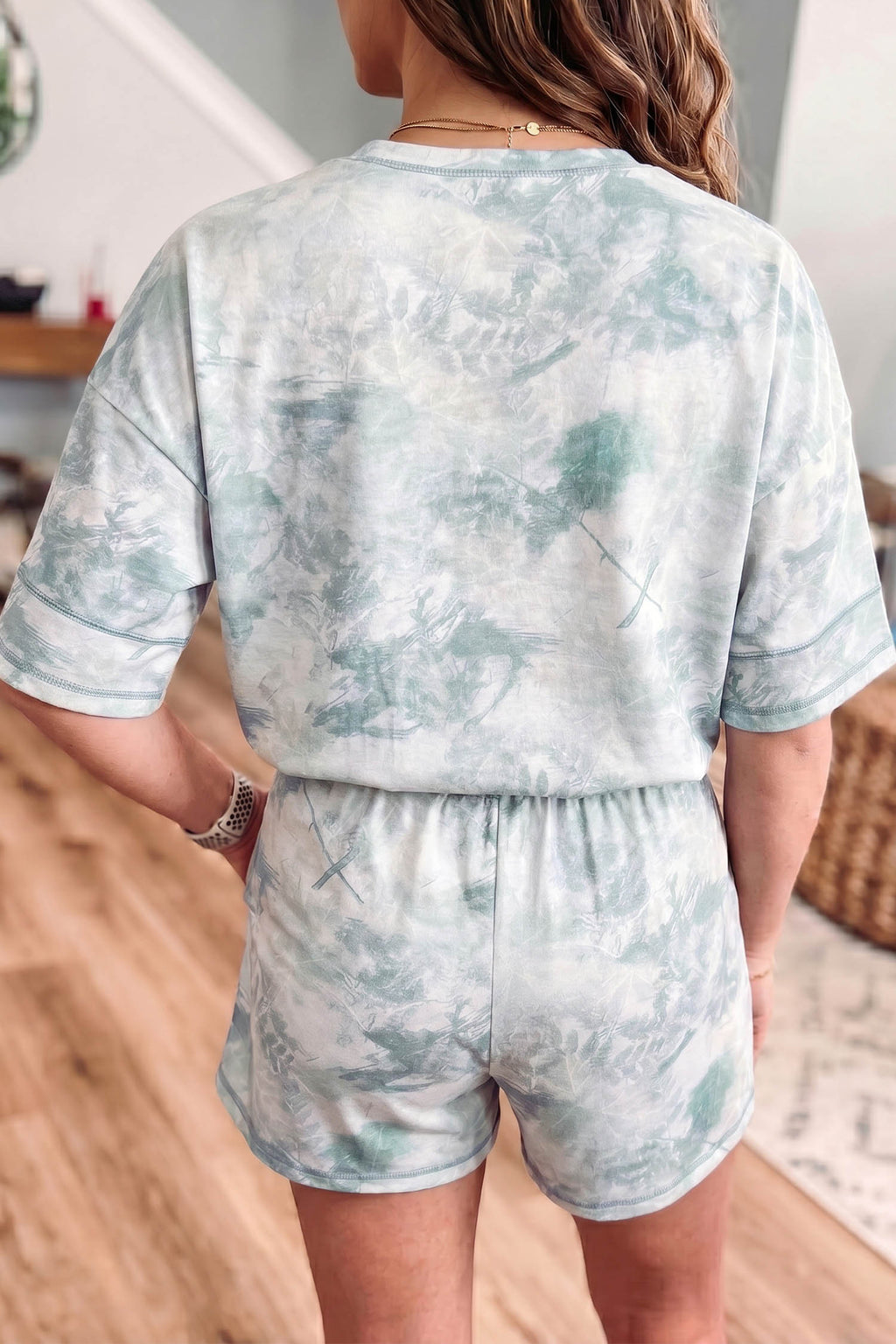 Green Camouflage Short Sleeve Top & Elastic Waist Shorts Set | UK 8–22