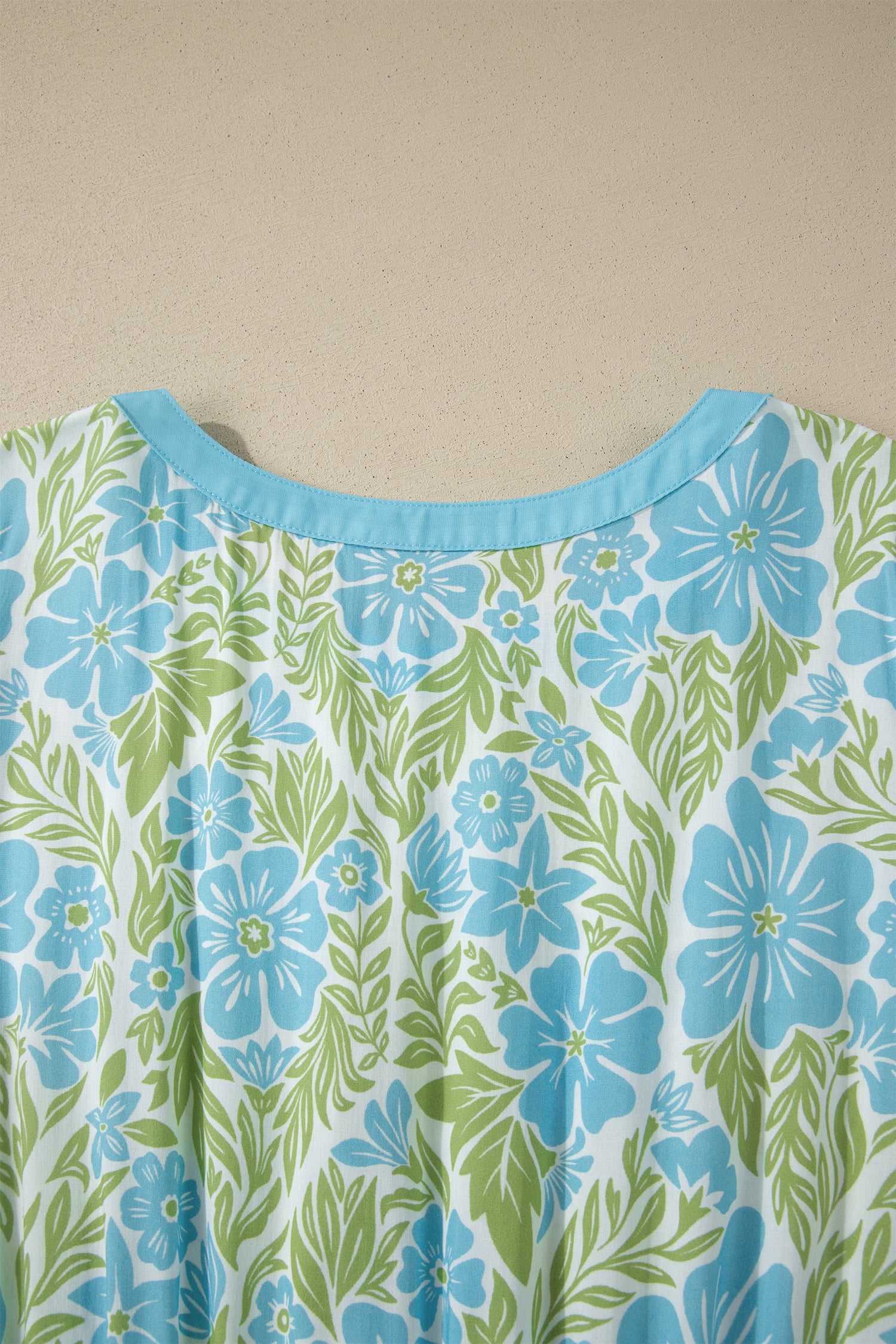 Sky Blue Floral High Waist Ruffle Short Sleeve Mini Dress S-XL