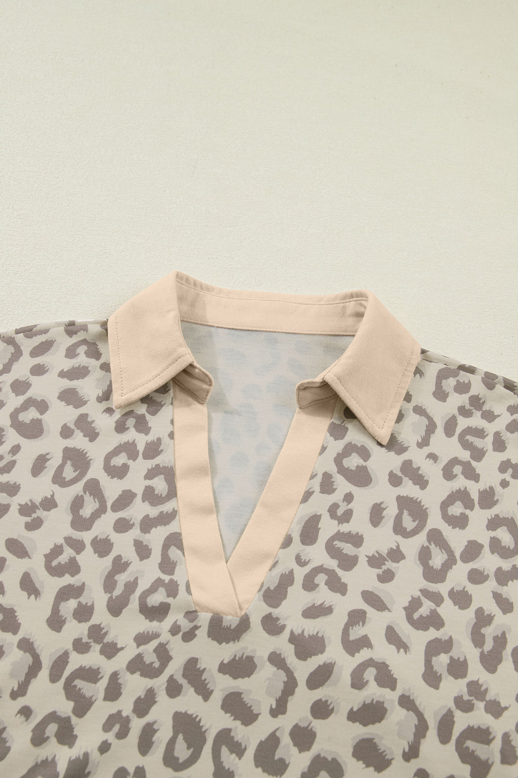 Leopard Print V-Neck Collar 2pcs Short Set | Rose, Khaki & Brown