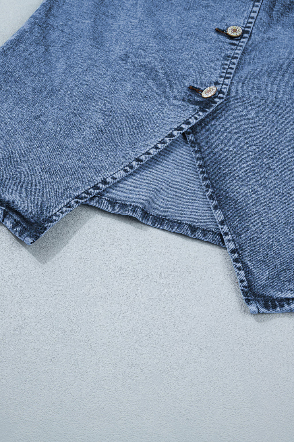 Women's Buttoned Front Slit Denim Vest Black Blue S-XL at LivelyLooks