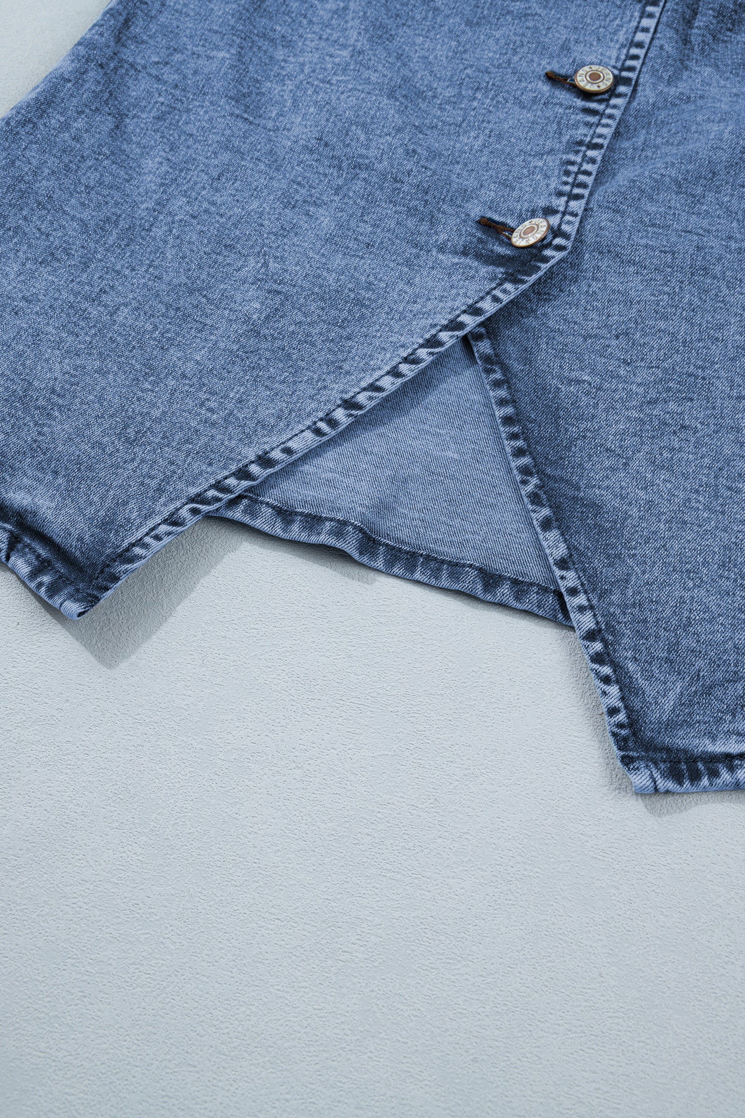 Women's Buttoned Front Slit Denim Vest Black Blue S-XL at LivelyLooks