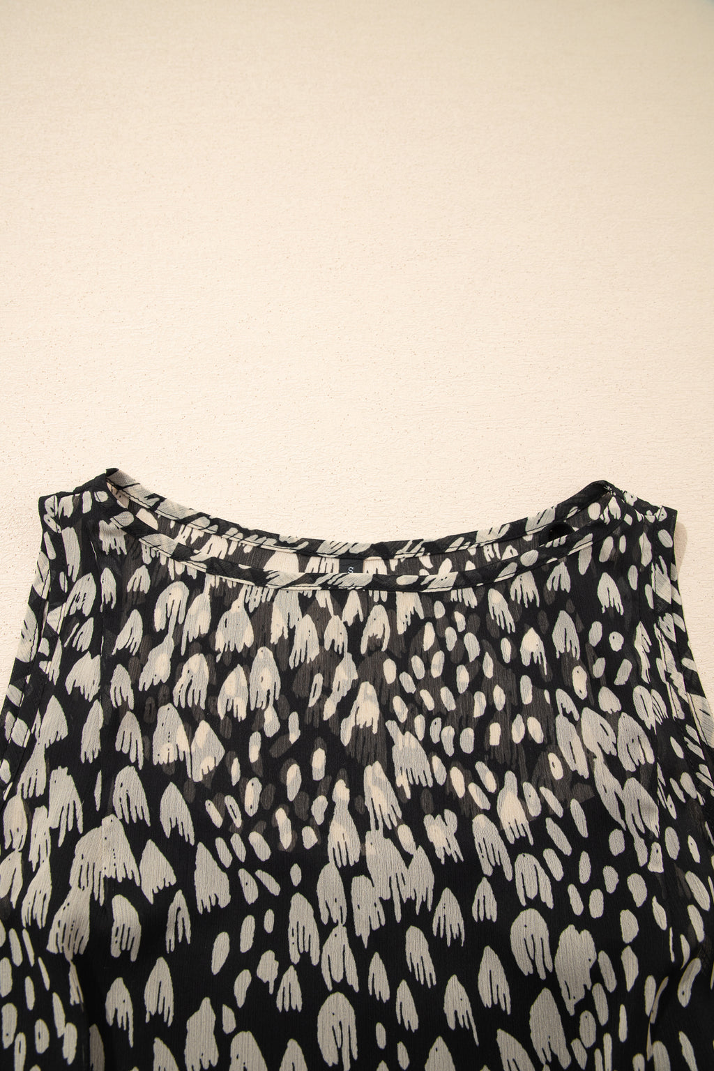Black Printed Sleeveless Maxi Dress S-XL