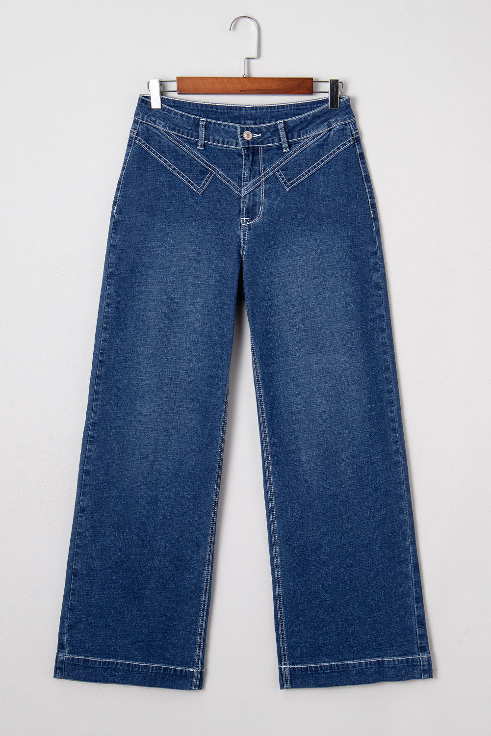 Sail Blue Loose Cuffed Jeans Stitched Waist Detail Women UK 4-16