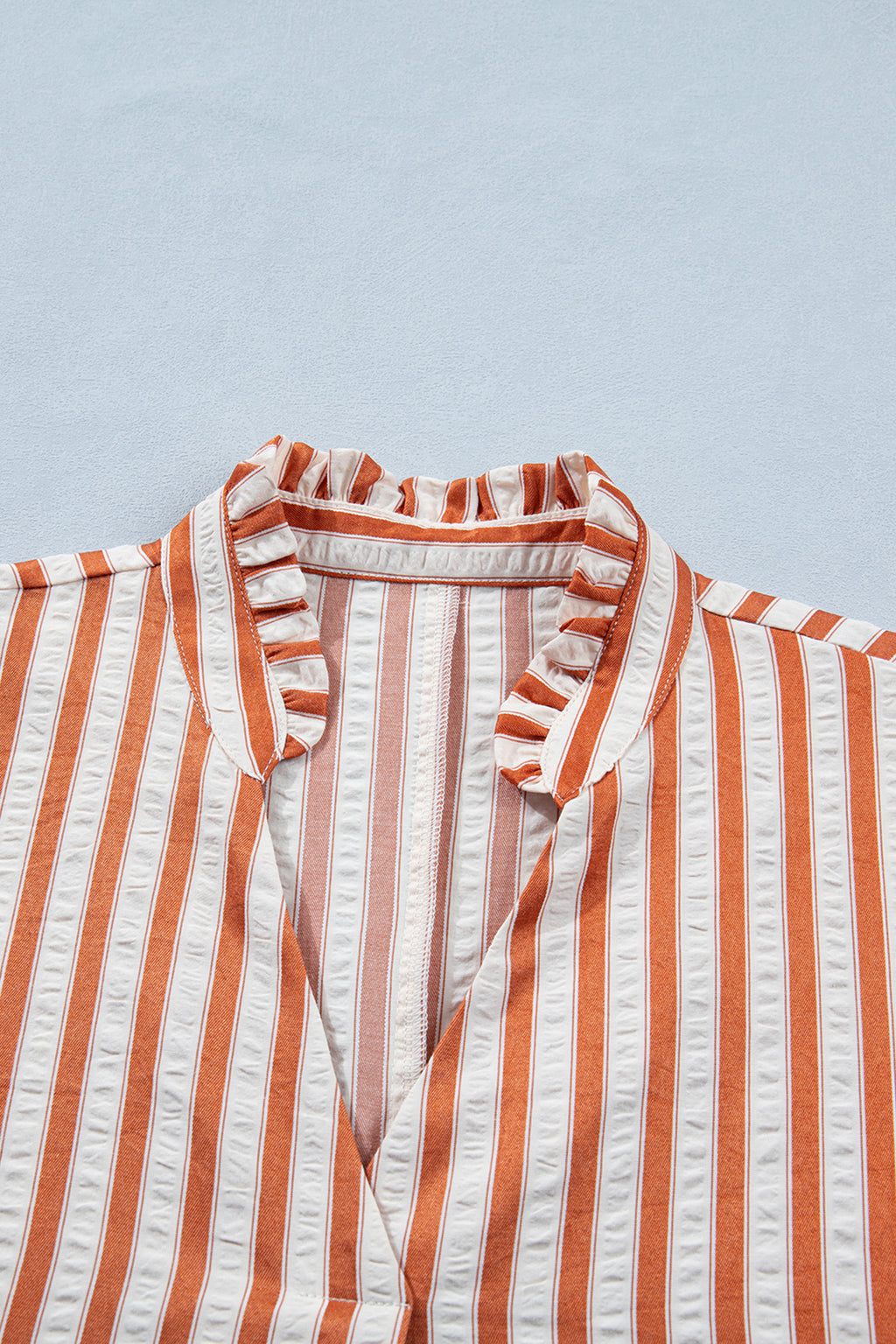 Stripe Pinched V-Neck Shift Mini Dress | Brown Stripe