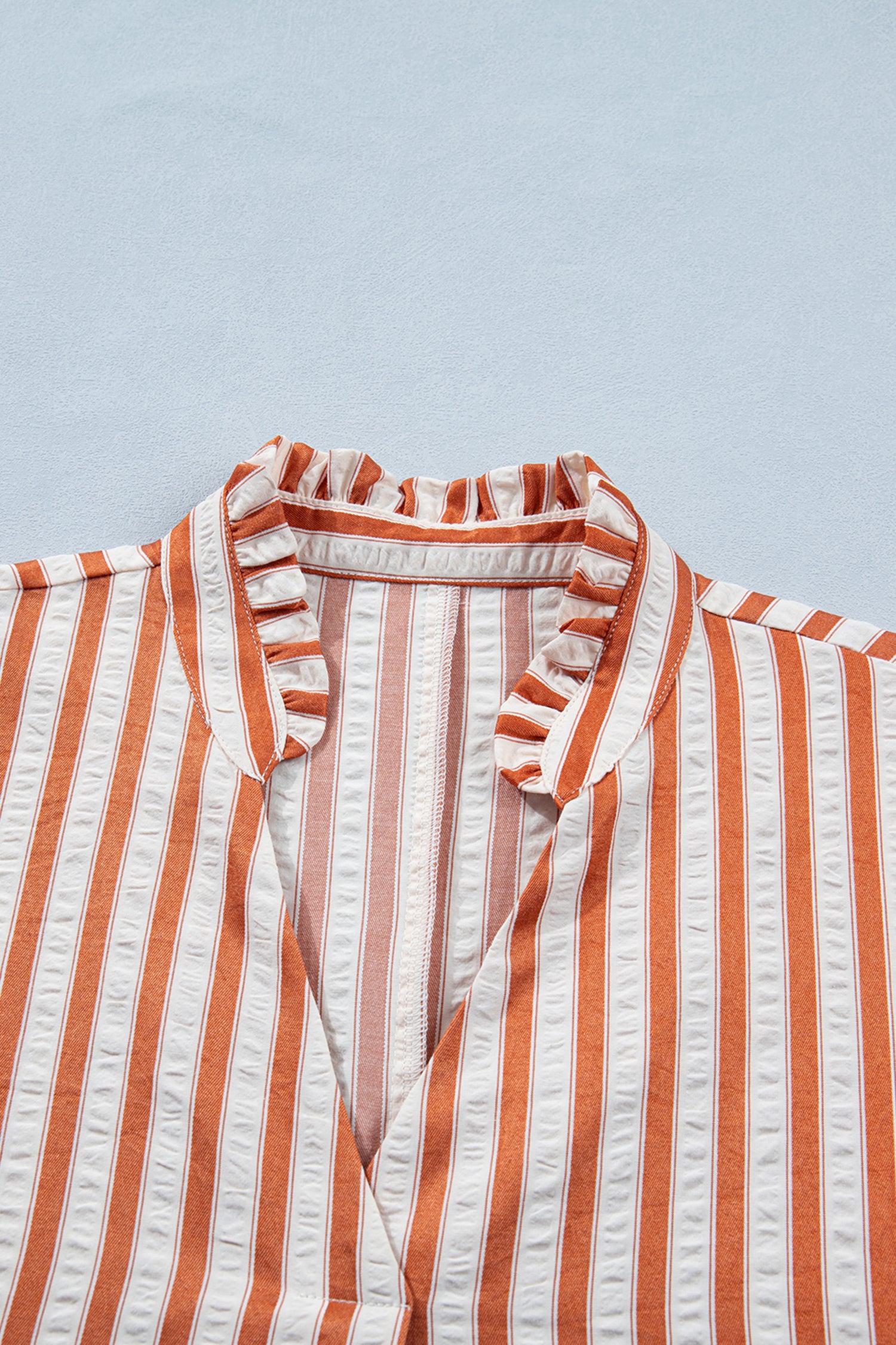 Stripe Pinched V-Neck Shift Mini Dress | Brown Stripe