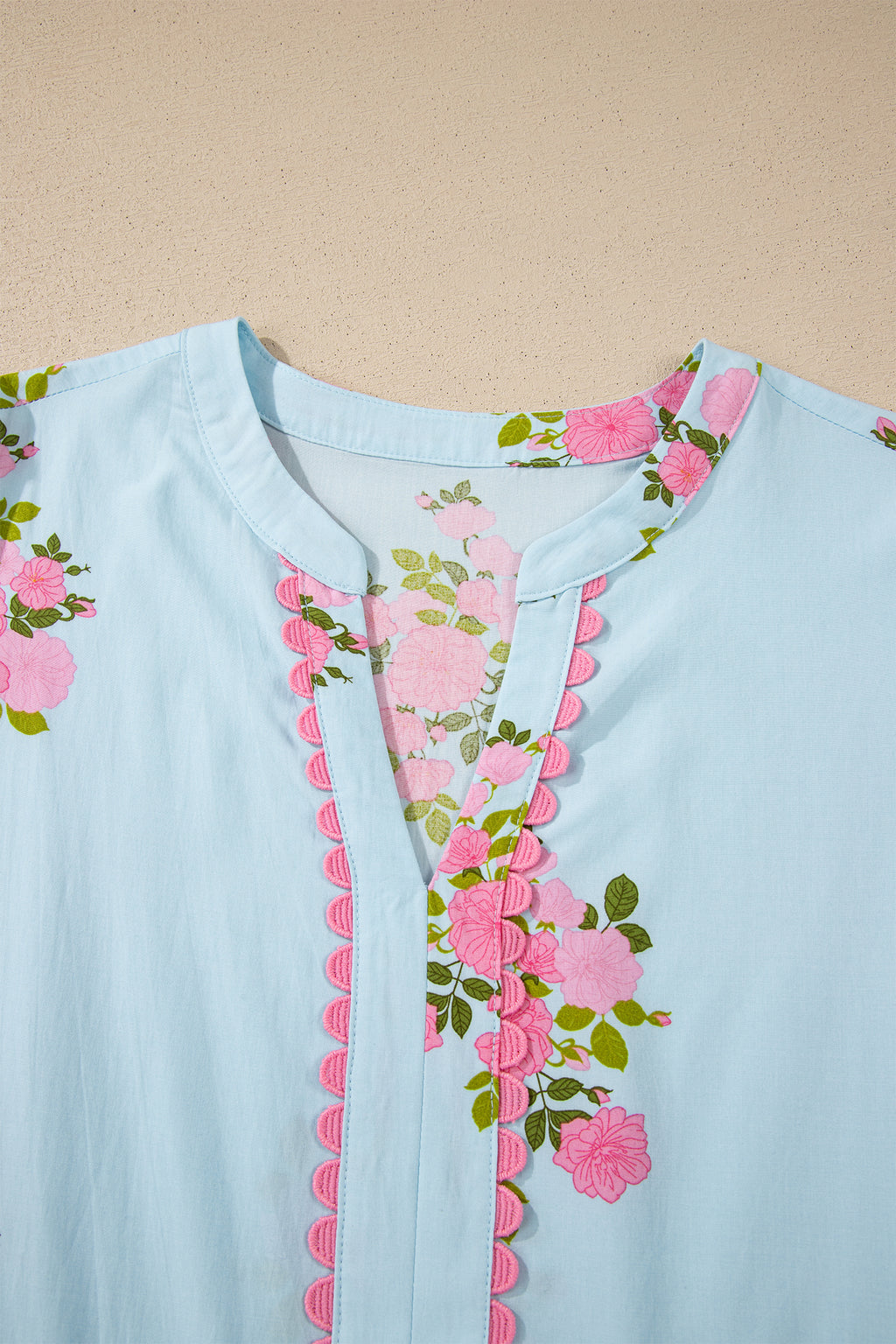 Women's Women's Floral Maxi Dress Flutter Sleeve Notched Neck Summer Holiday Pink Blue at LivelyLooks