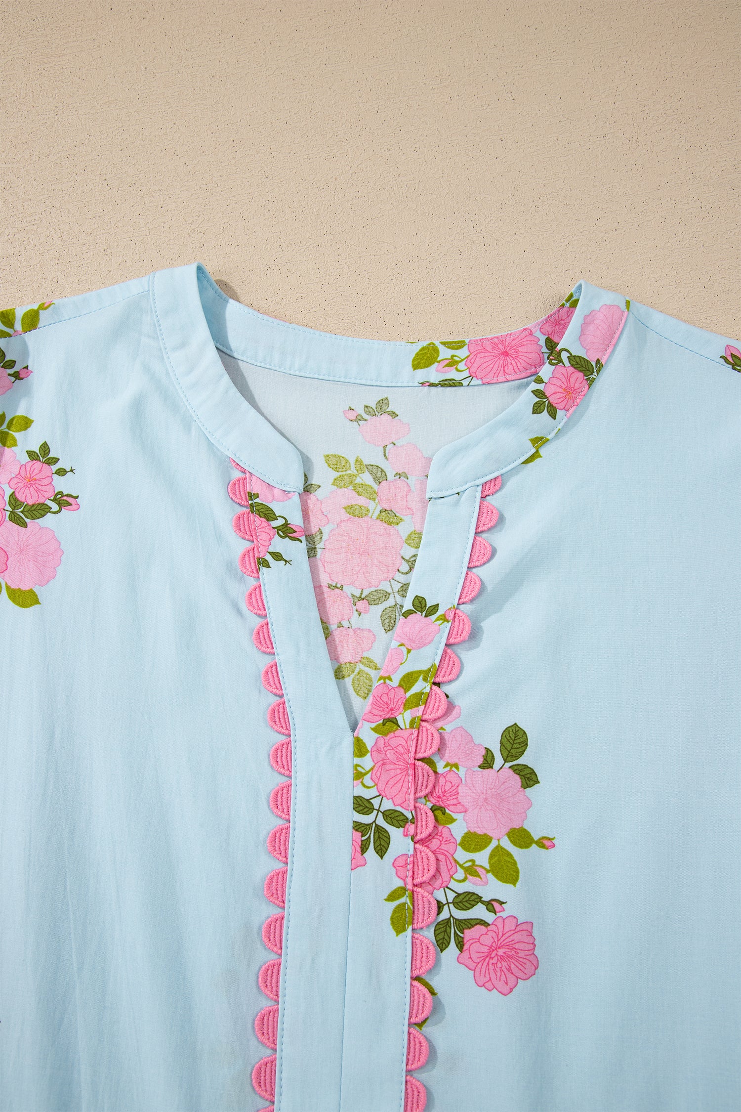 Women's Women's Floral Maxi Dress Flutter Sleeve Notched Neck Summer Holiday Pink Blue at LivelyLooks