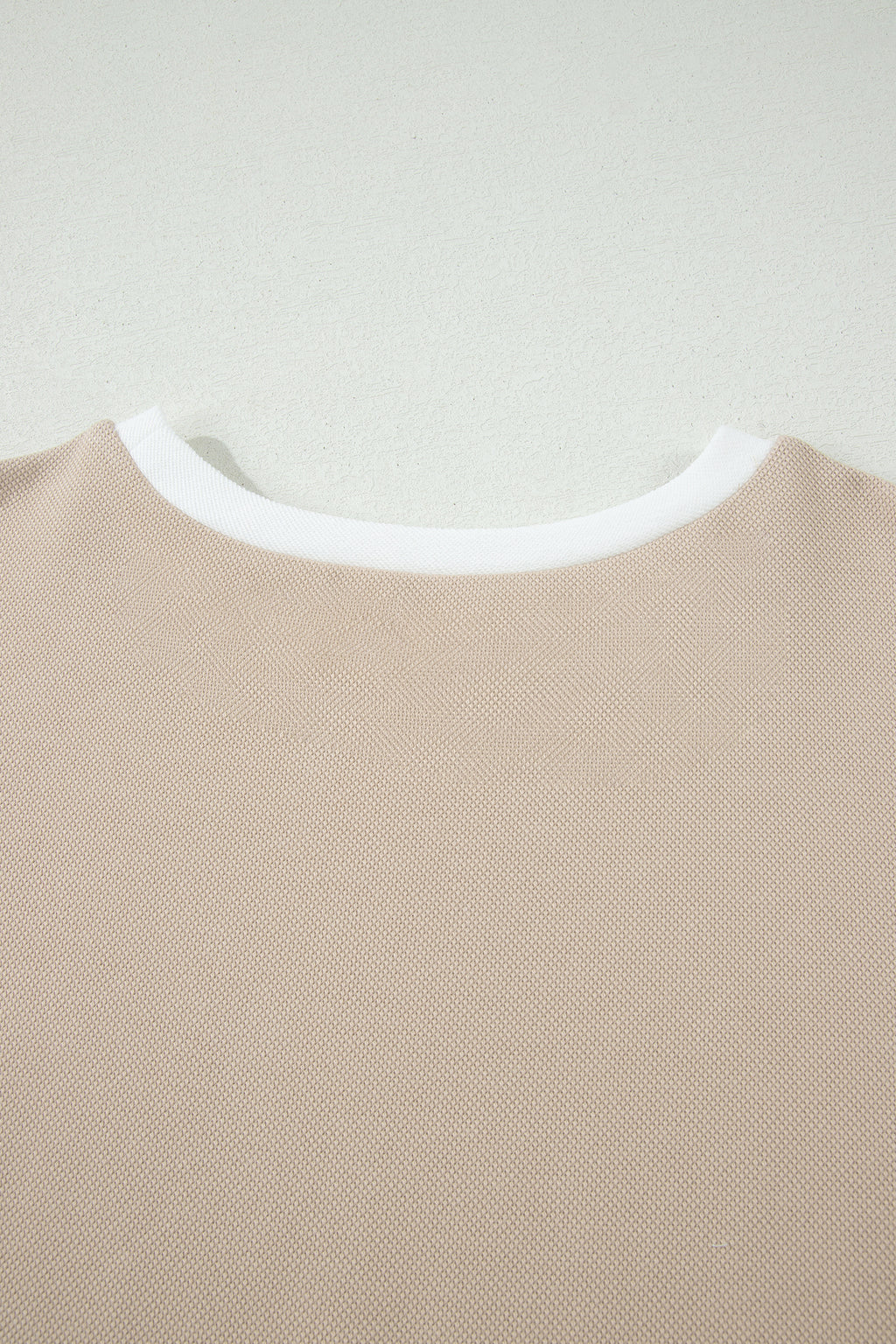Beige Raw Edge Colour Block Oversized Tee & Drawstring Shorts Co-ord Set