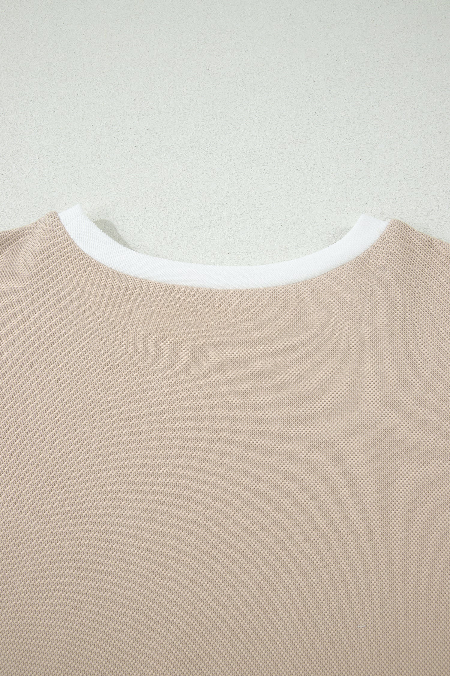 Beige Raw Edge Colour Block Oversized Tee & Drawstring Shorts Co-ord Set