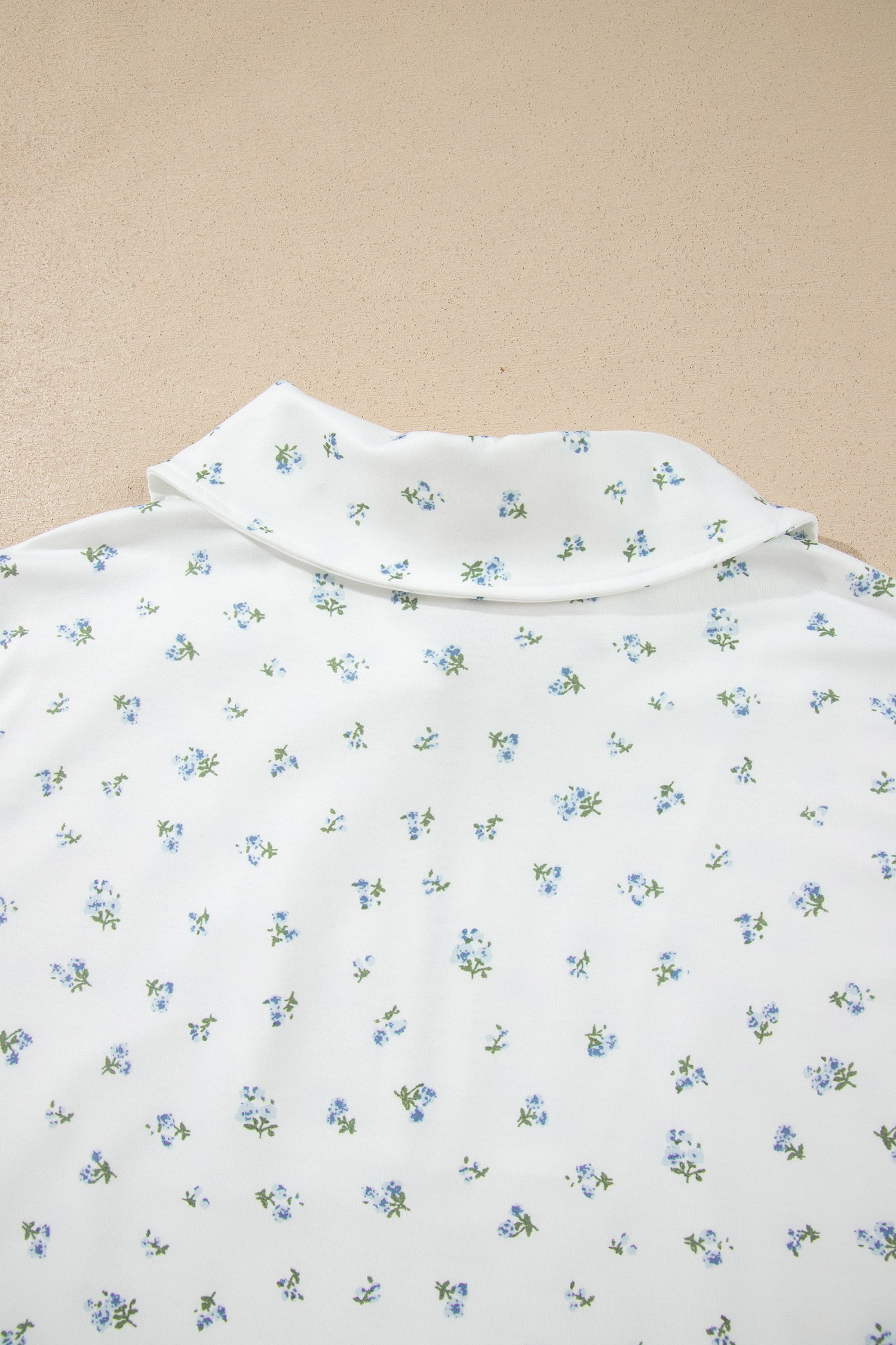 White Floral Print Half Zip Hoodie Top & Shorts Co-ord Set