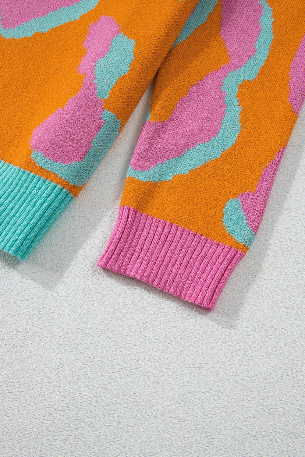 Orange Leopard Colourblock Ribbed Edge Sweater