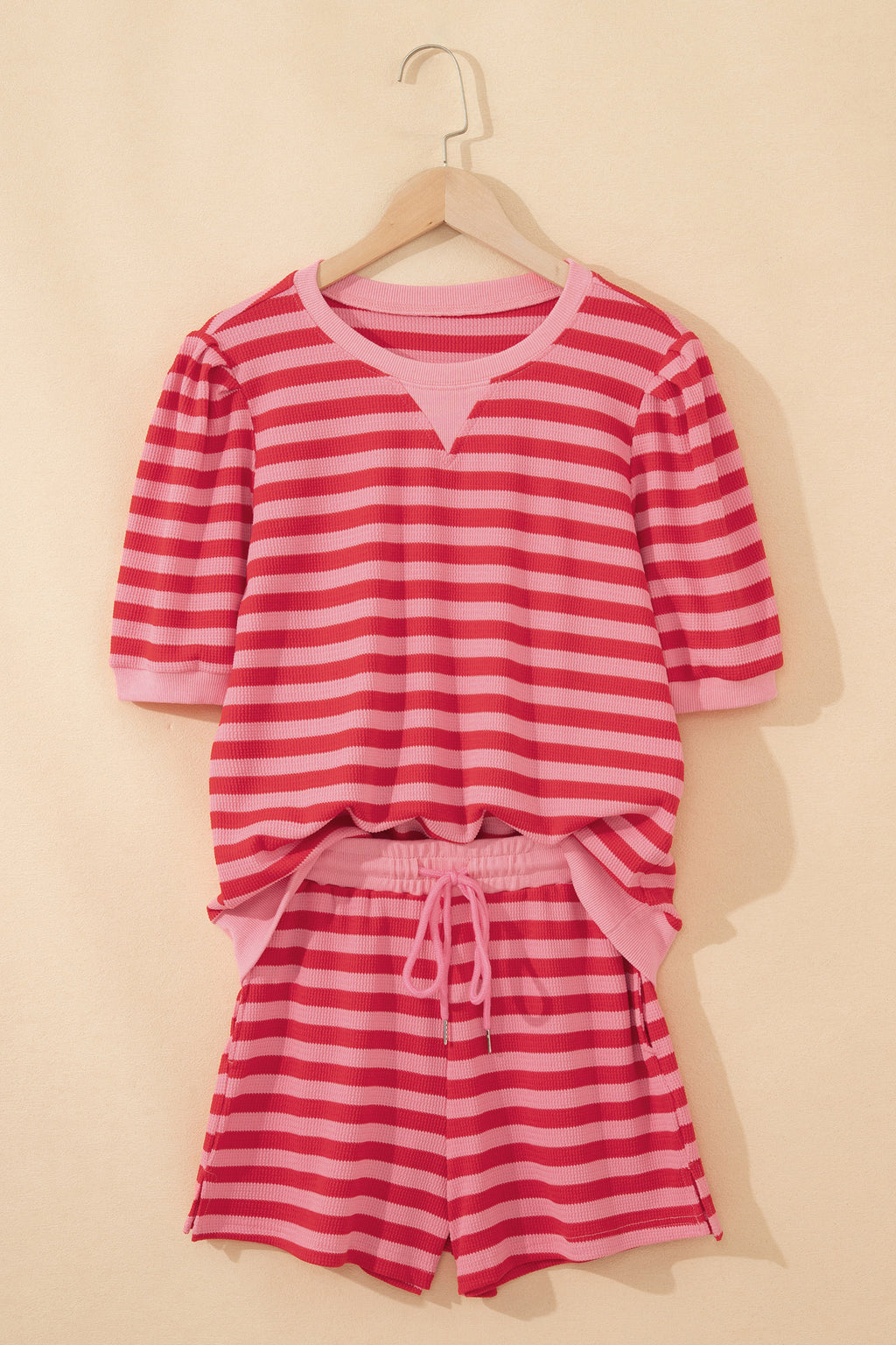 LivelyLooks Women's Stripe Puff Sleeve Top & Shorts Matching Set S-2XL women's fashion