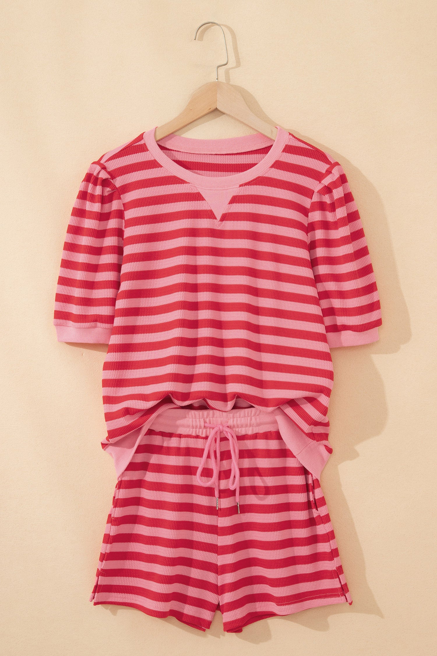 LivelyLooks Women's Stripe Puff Sleeve Top & Shorts Matching Set S-2XL women's fashion