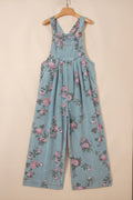 LivelyLooks Floral Print Pleated High Waist Wide Leg Denim Jumpsuit | S-XL women's fashion